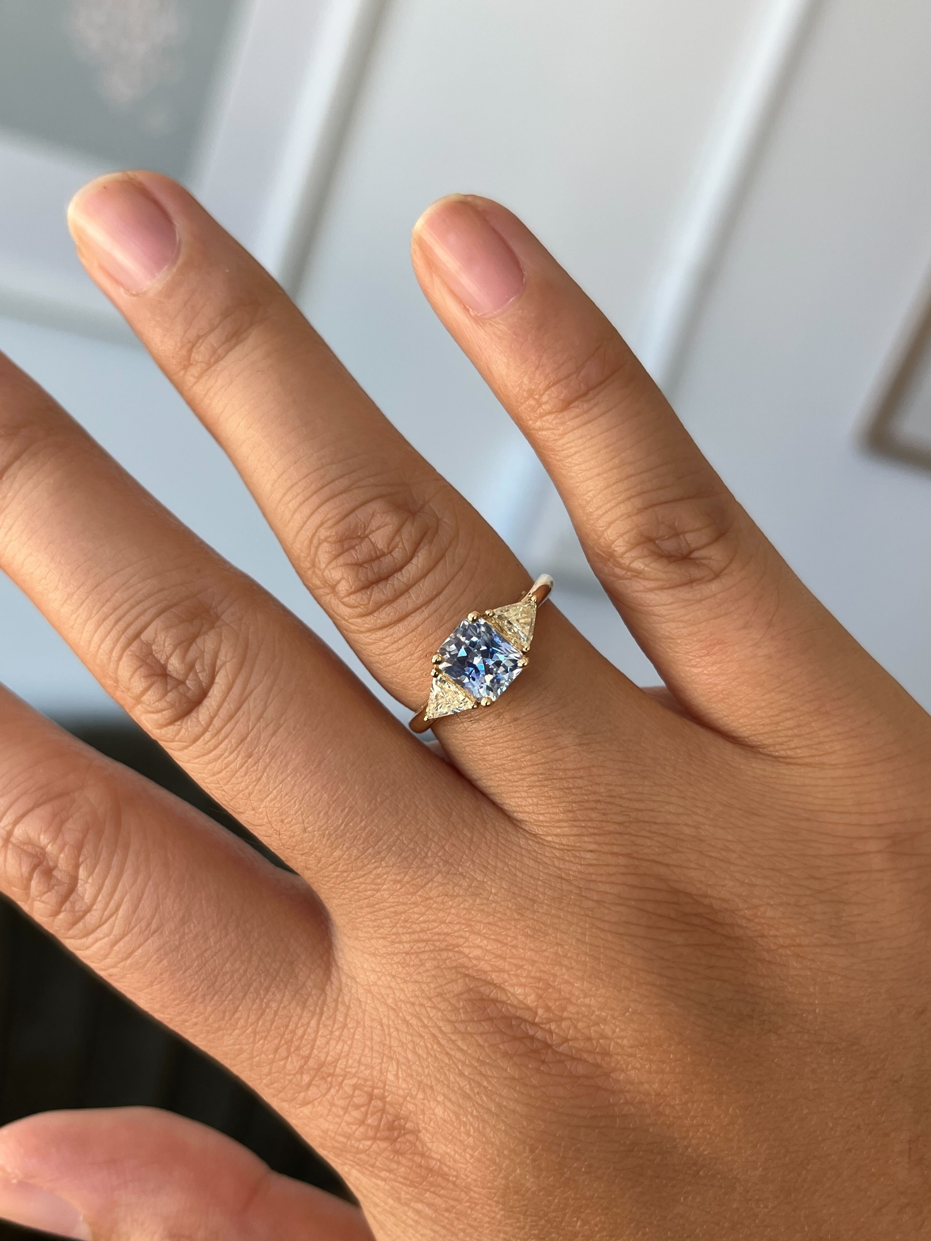 Light Blue Sapphire Three Stone Ring