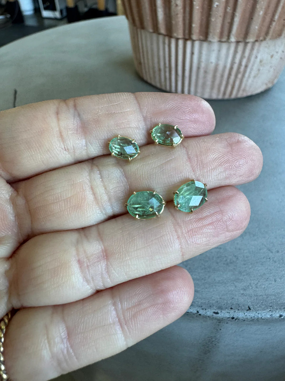 Rose Cut Emerald Earrings — Tura Sugden Residency