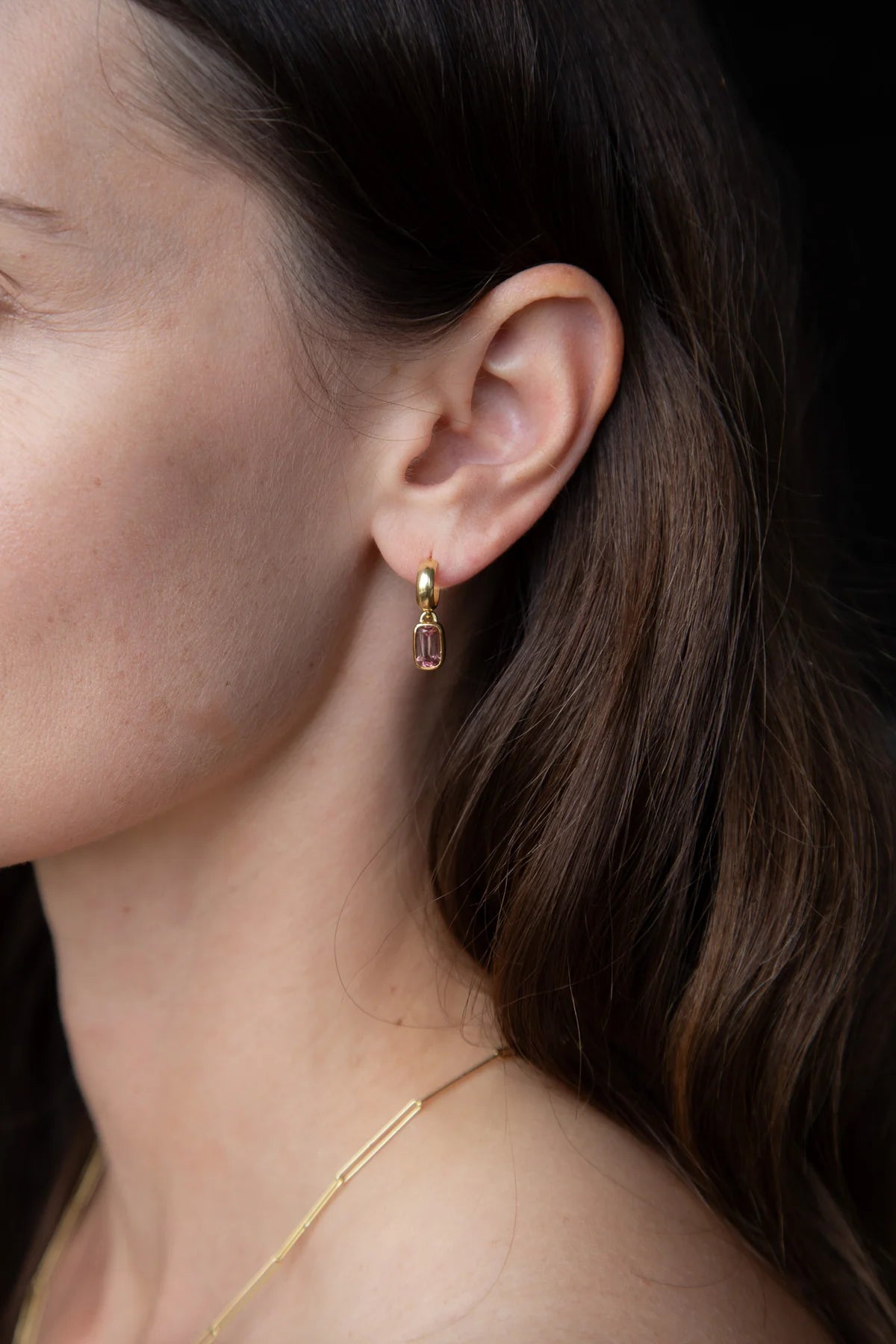 Huggie Hoops - Pink Tourmaline — Tura Sugden Residency