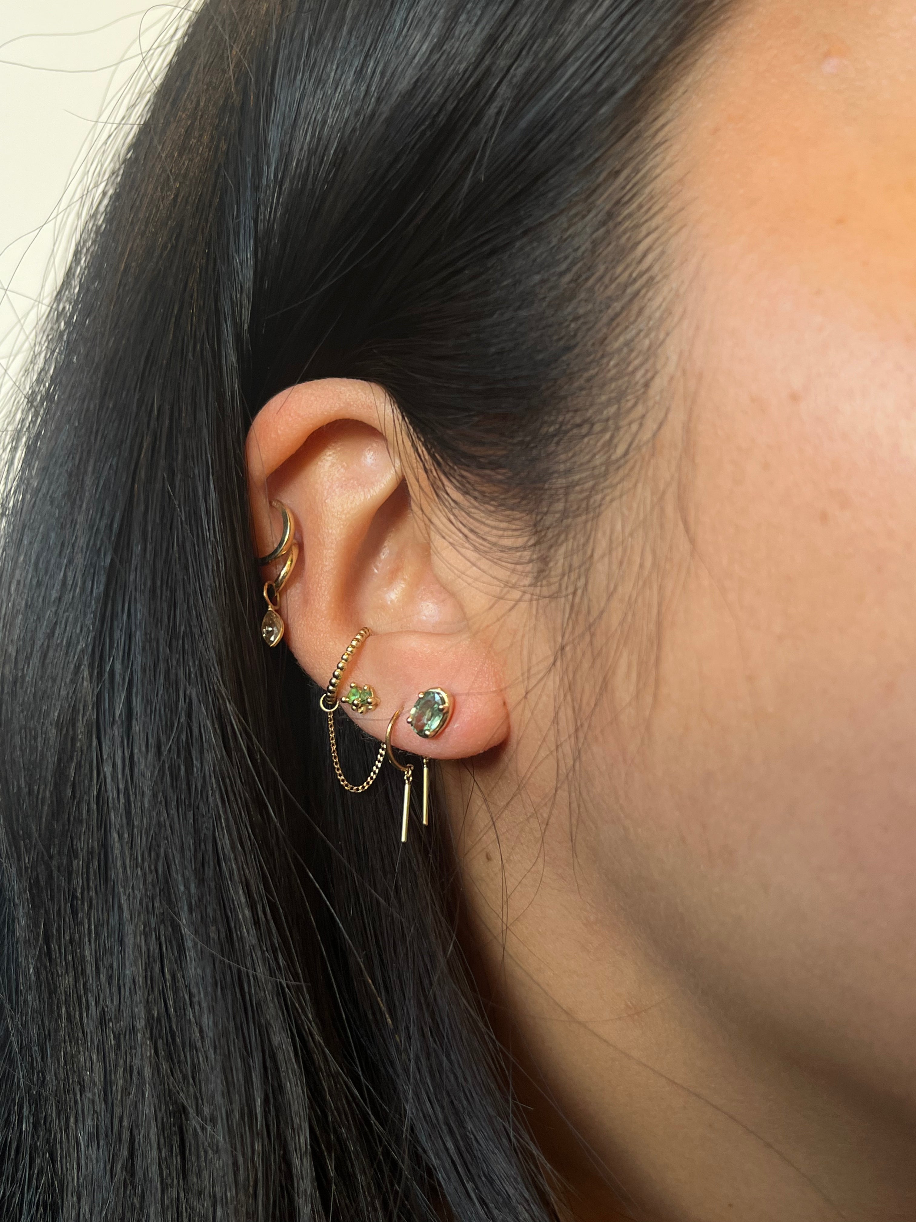 Green Sapphire Ellipse Studs
