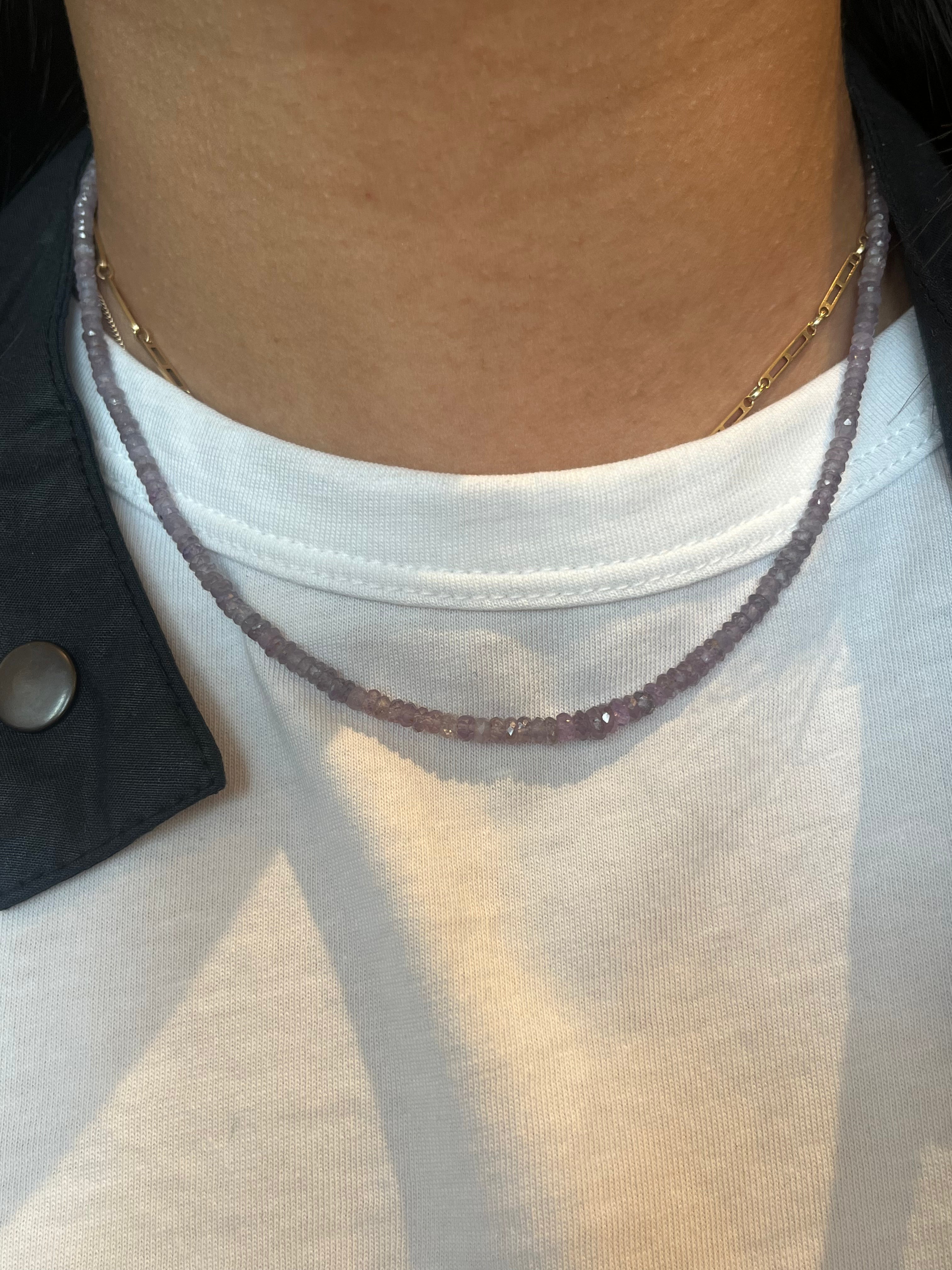 Light Purple Sapphire Beaded Necklace