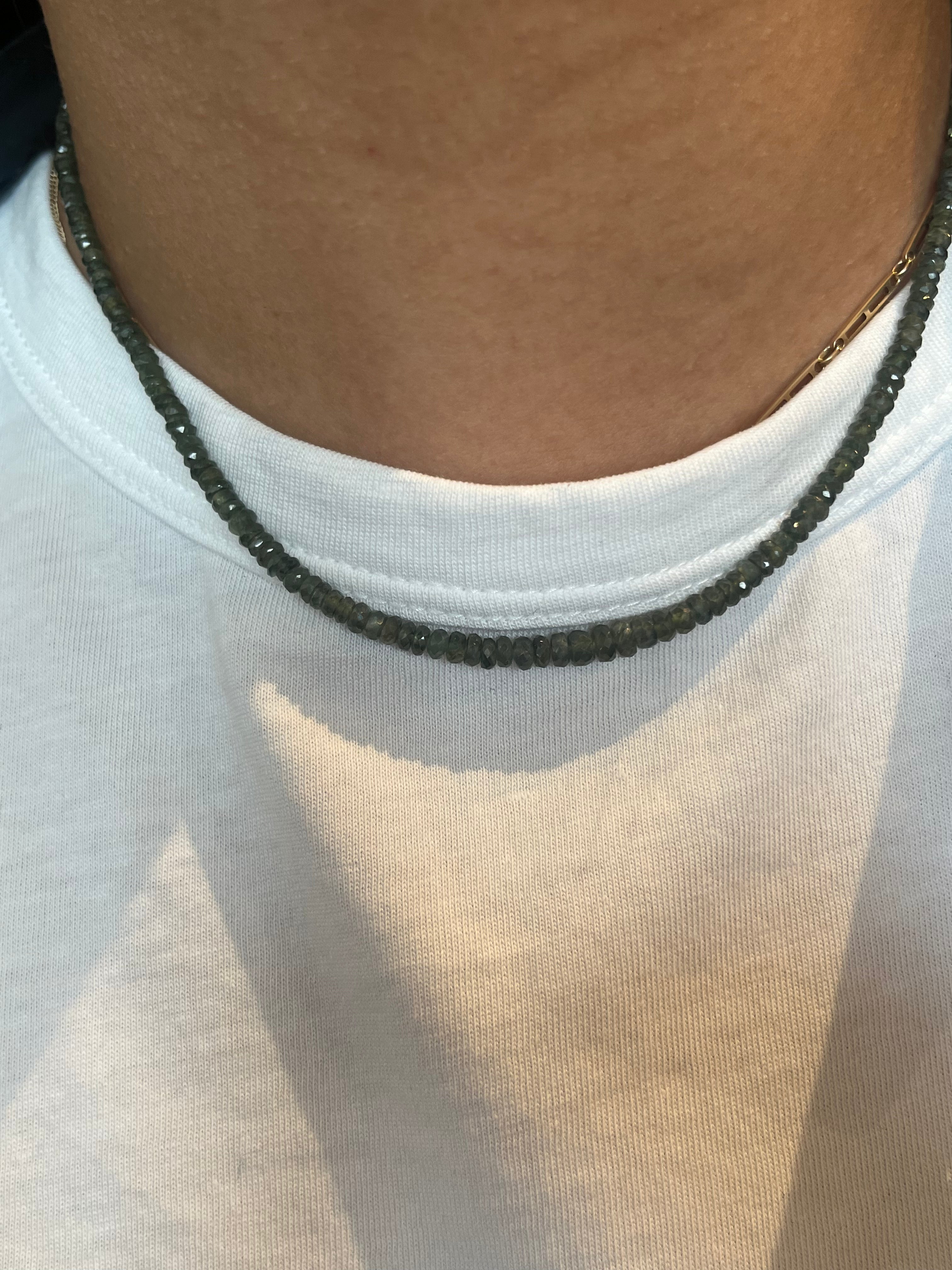 Dark Green Sapphire Beaded Necklace