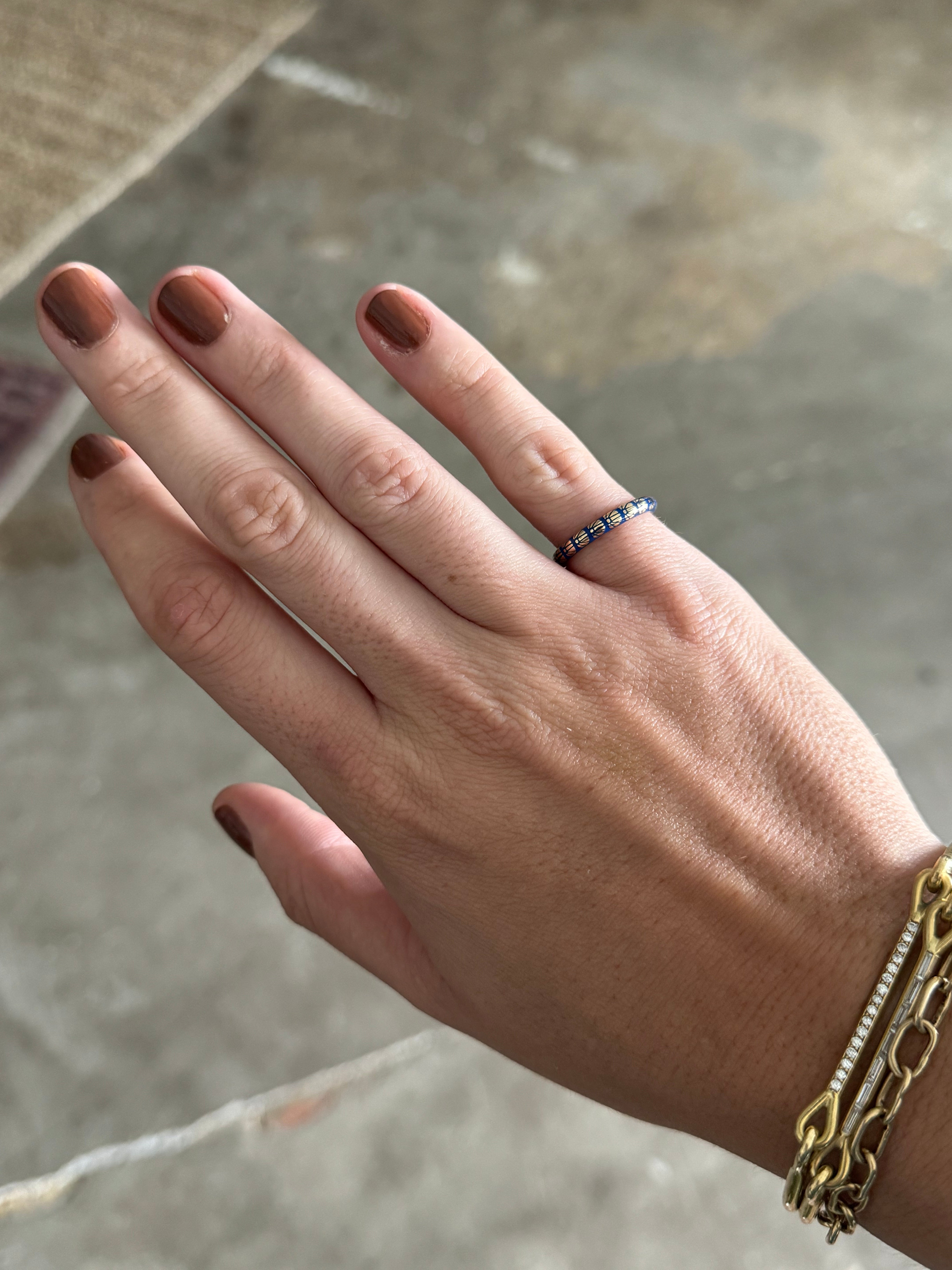 Flower Motif Enamel Band