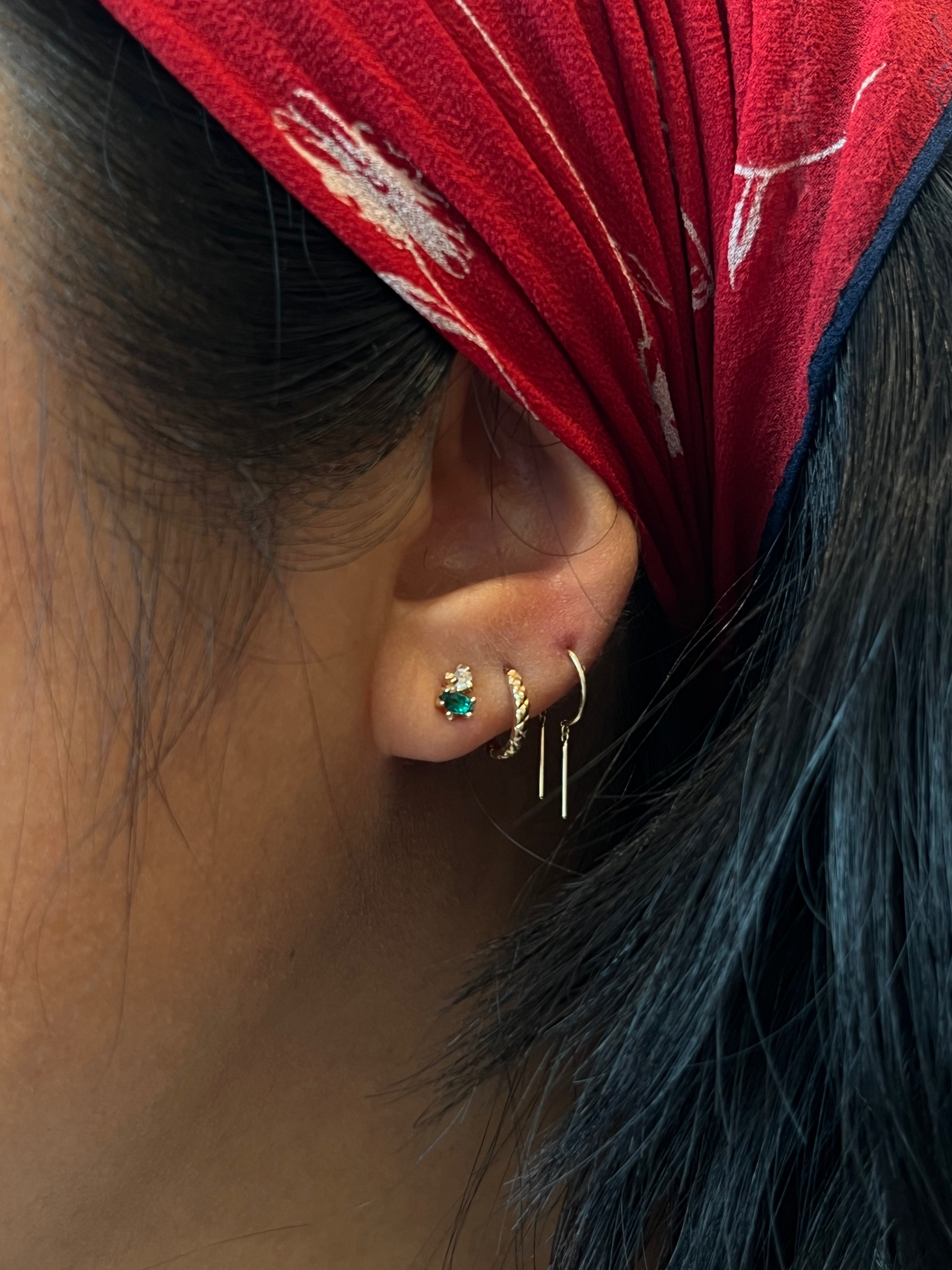 Emerald Marquise + Diamond Studs