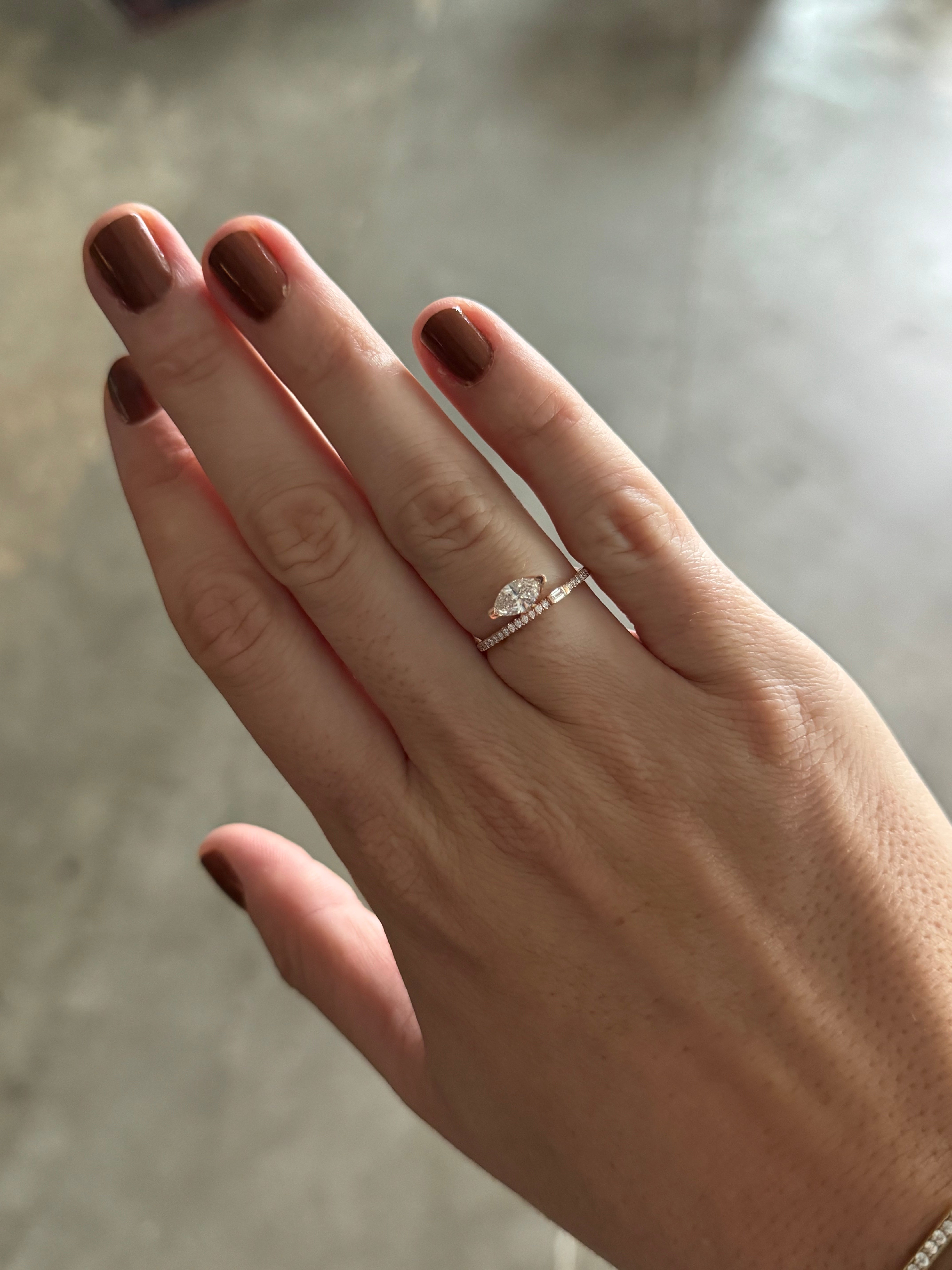 Pavé Floating Perch Ring with Marquis Champagne Diamond — Commitment, Curated