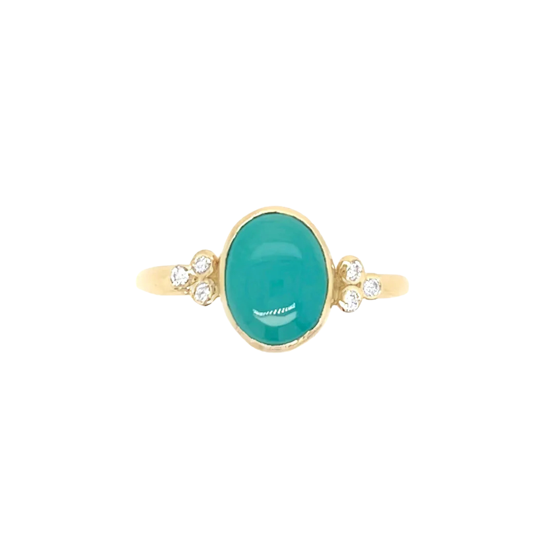 Amazonite Cabochon and Diamond Ring