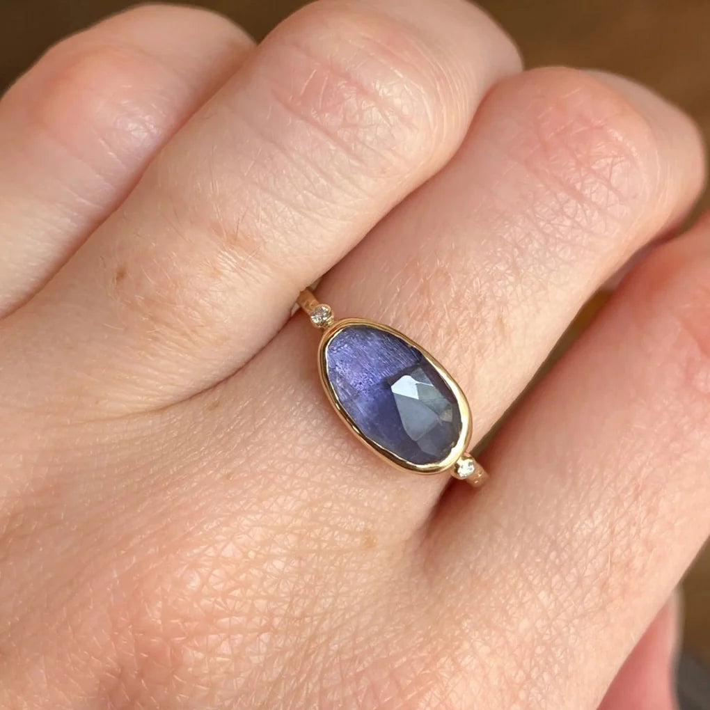 Iolite and Diamond Ring