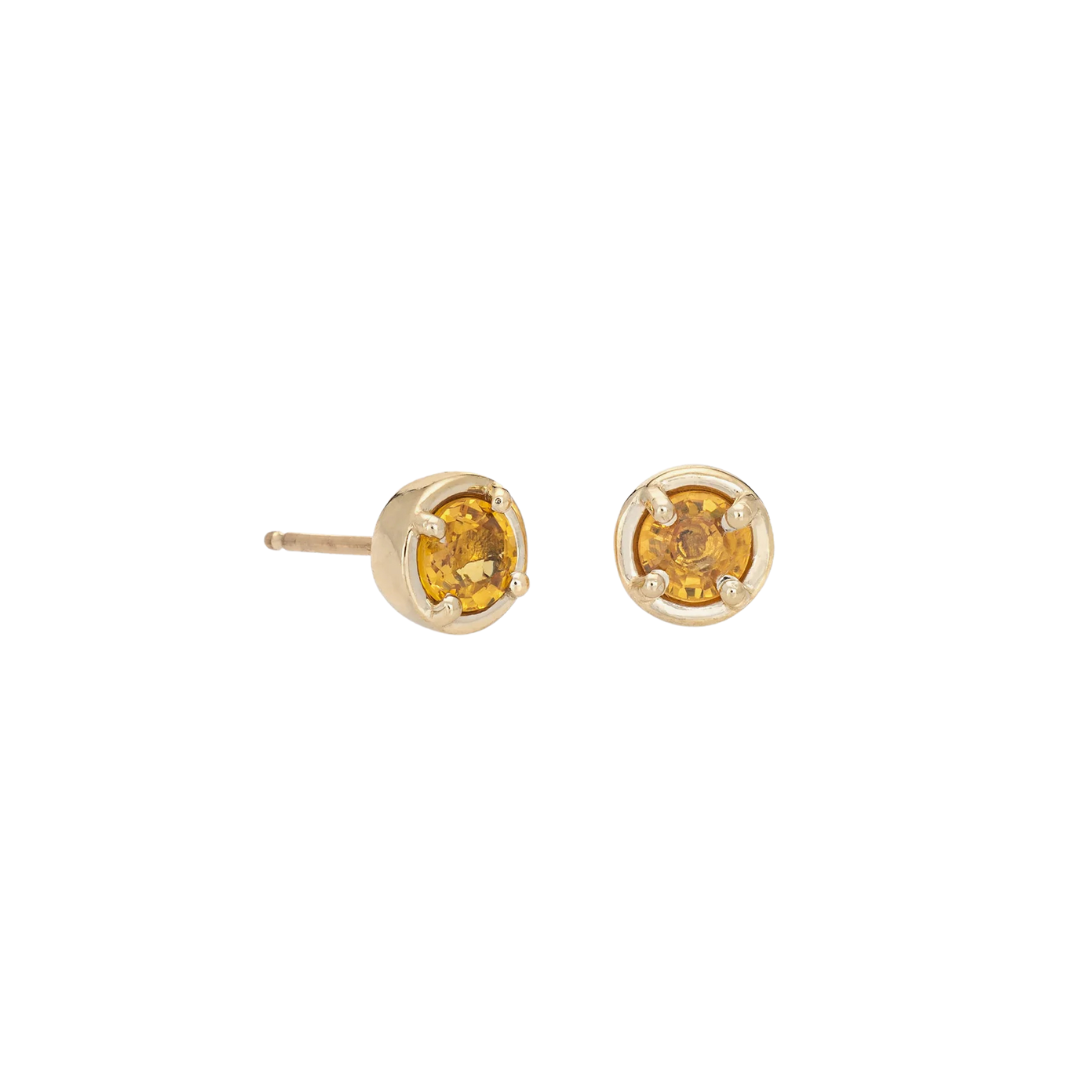 Yellow Sapphire Dot Studs