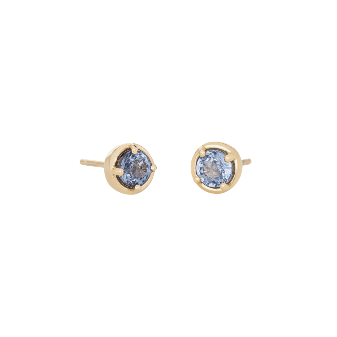 Light Blue Sapphire Dot Studs