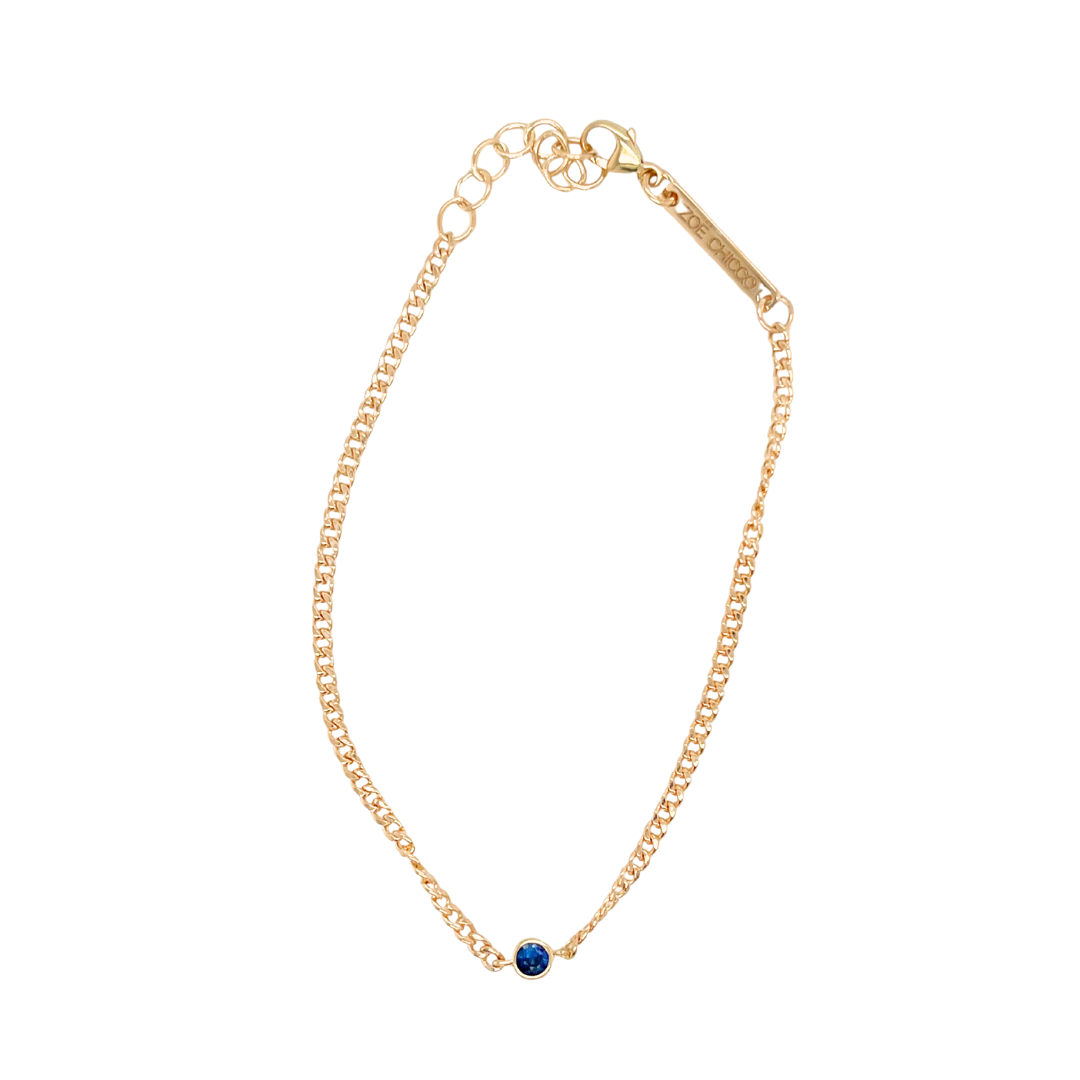 Blue Sapphire Curb Chain Bracelet