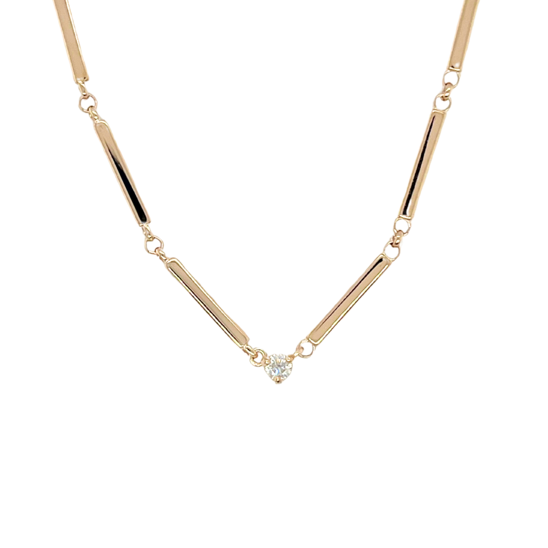 Square Linked Bar Diamond Necklace