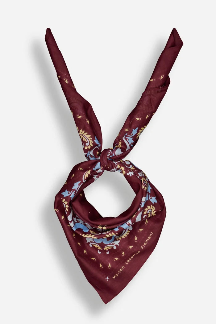 Burgundy Flowers Bandana Scarf