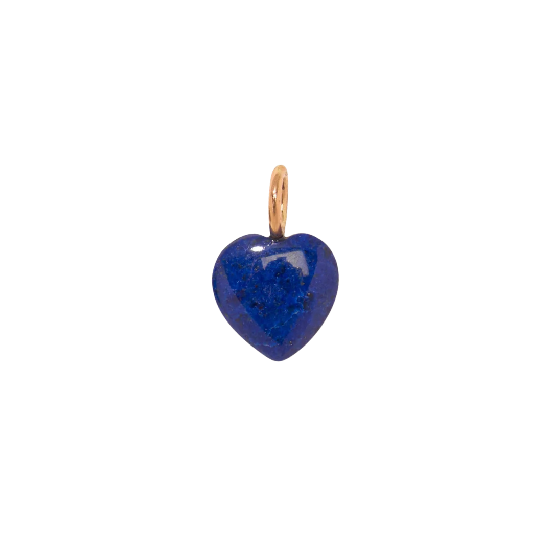 Puffy Lapis Heart Charm — Charm + Chain Trunk Show