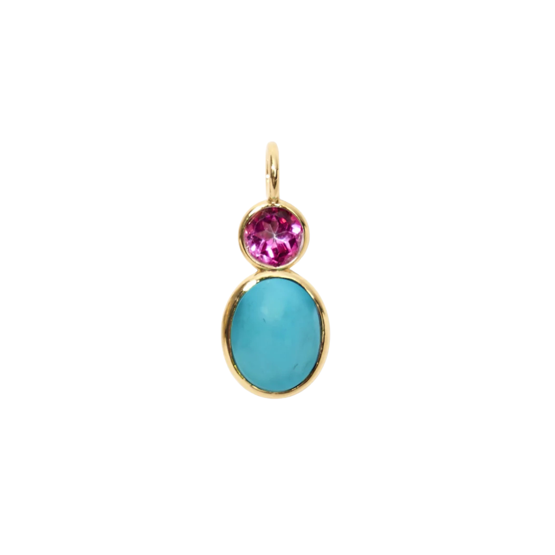 Oval Charm - Pink Topaz + Turquoise — Charm + Chain Trunk Show