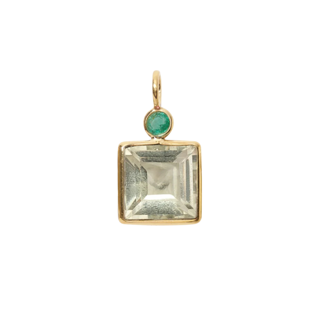 Square Charm - Emerald + Green Amethyst — Charm + Chain Trunk Show