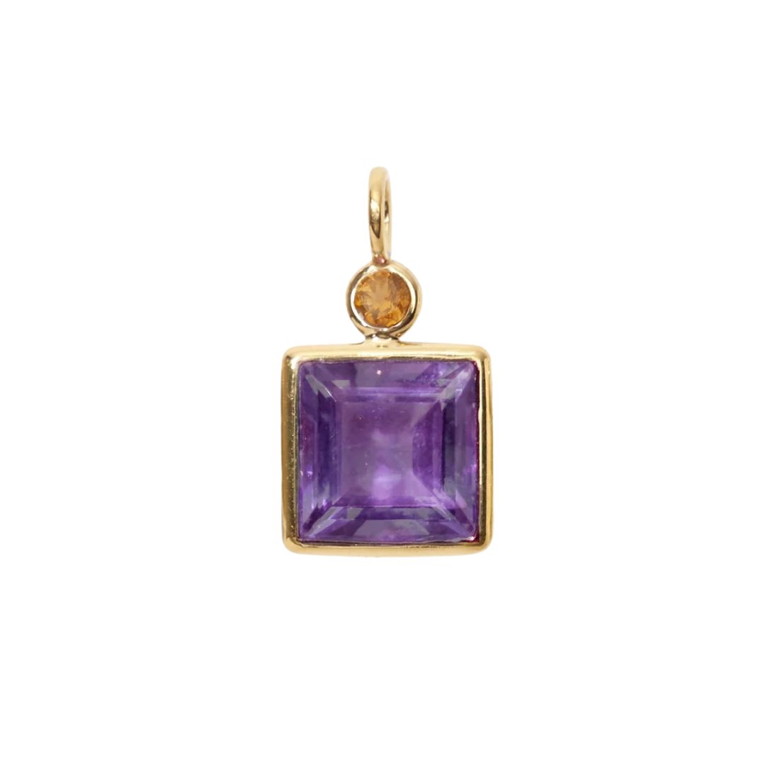 Square Charm - Citrine + Amethyst — Charm + Chain Trunk Show