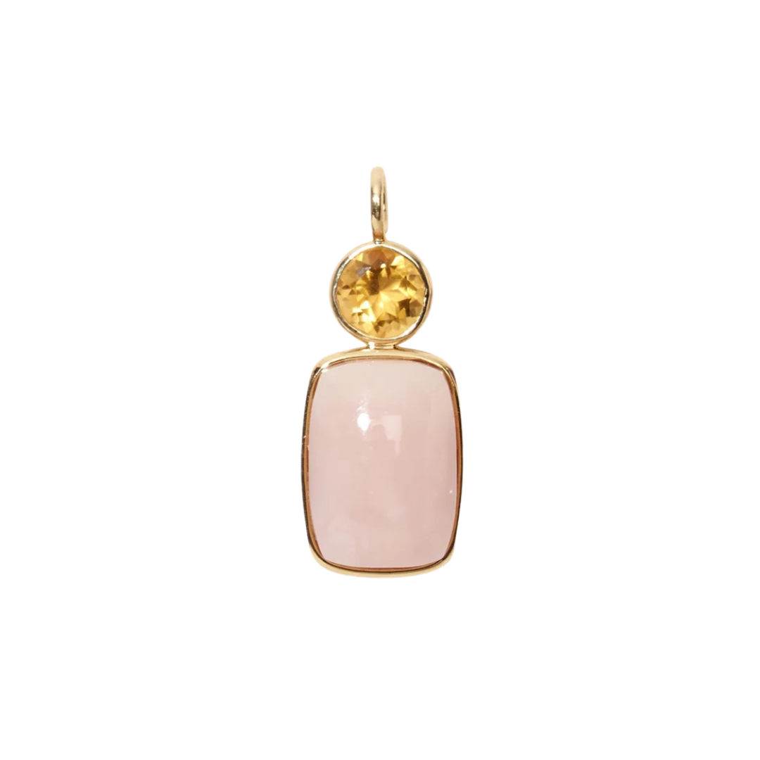 Stacked Rectangle Charm - Citrine + Pink Opal — Charm + Chain Trunk Show
