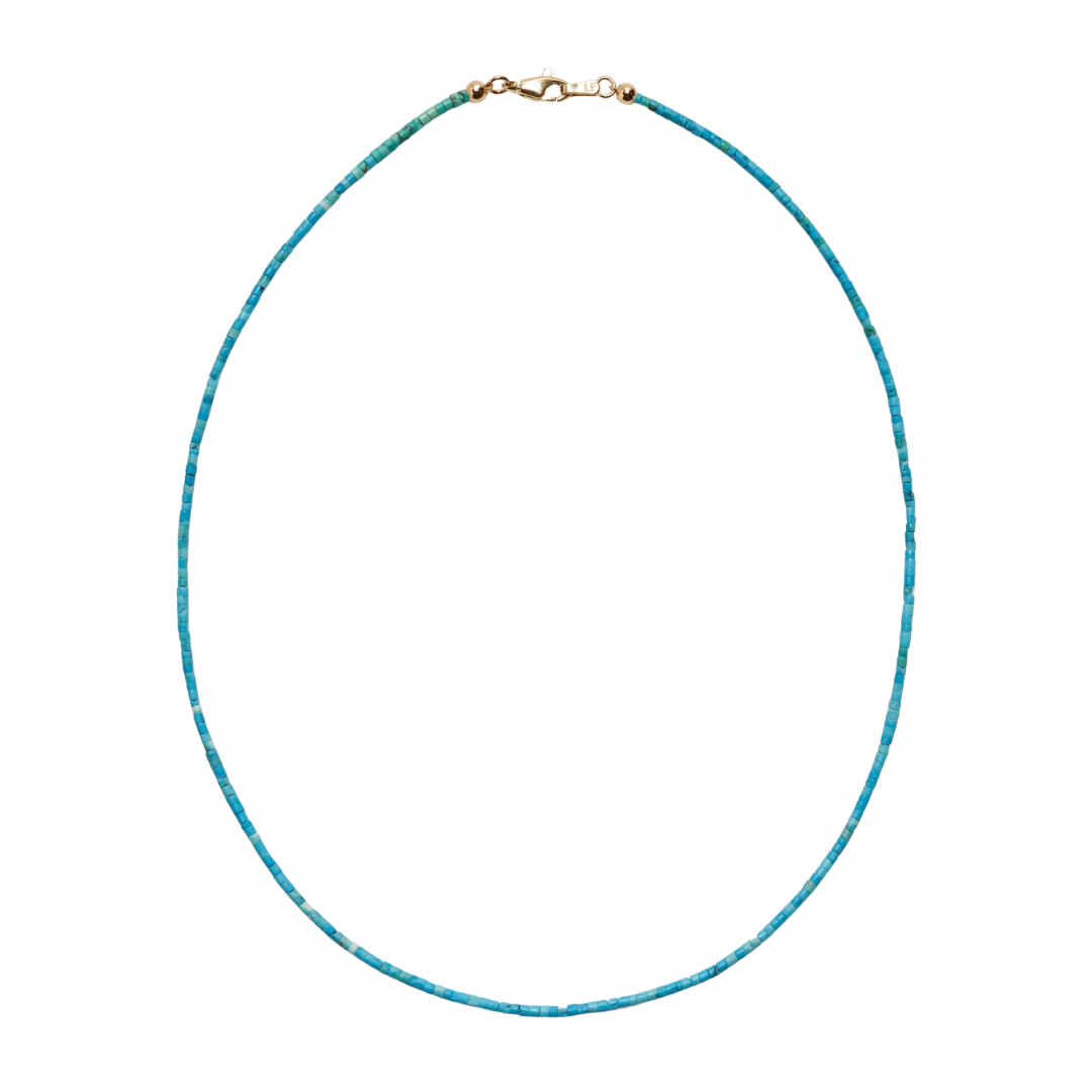 Tiny Beaded Turquoise Necklace — Charm + Chain Trunk Show