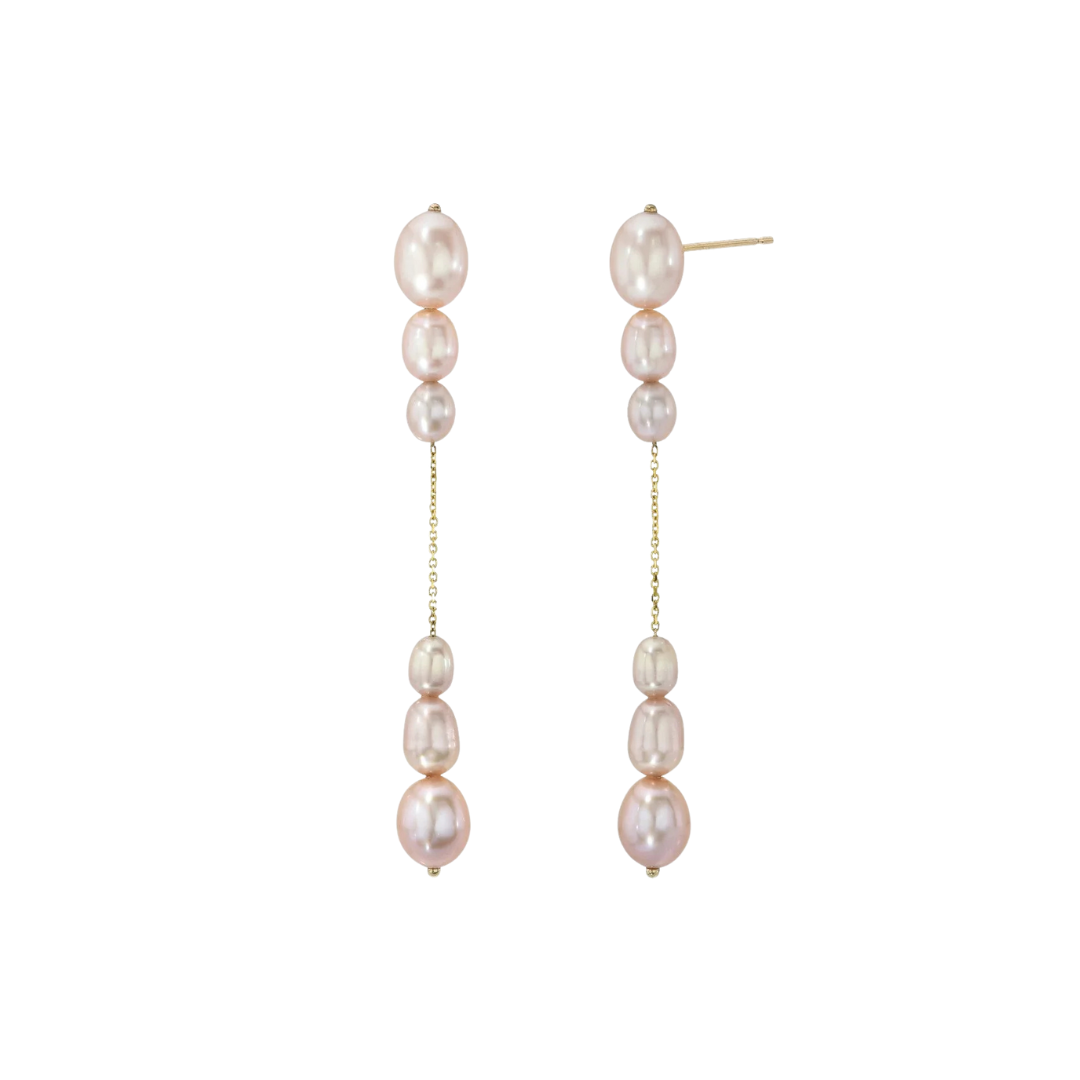 Lucia Graduated Pearl Earrings - Blush — Wedding Day Edit