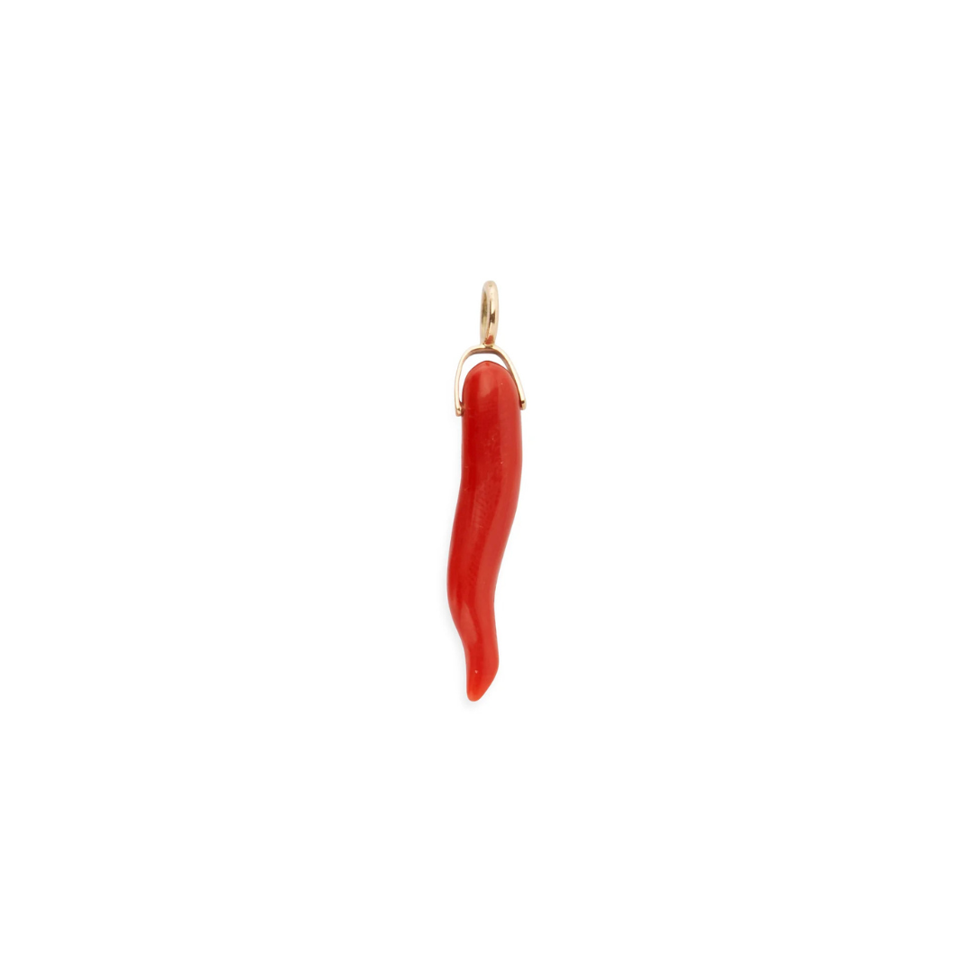 Dark Red Long Coral Horn Charm — Charm + Chain Trunk Show