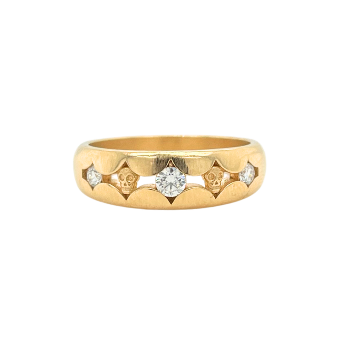 Tapered Scallop Band with Skulls and Diamonds — Tarot & Talismans