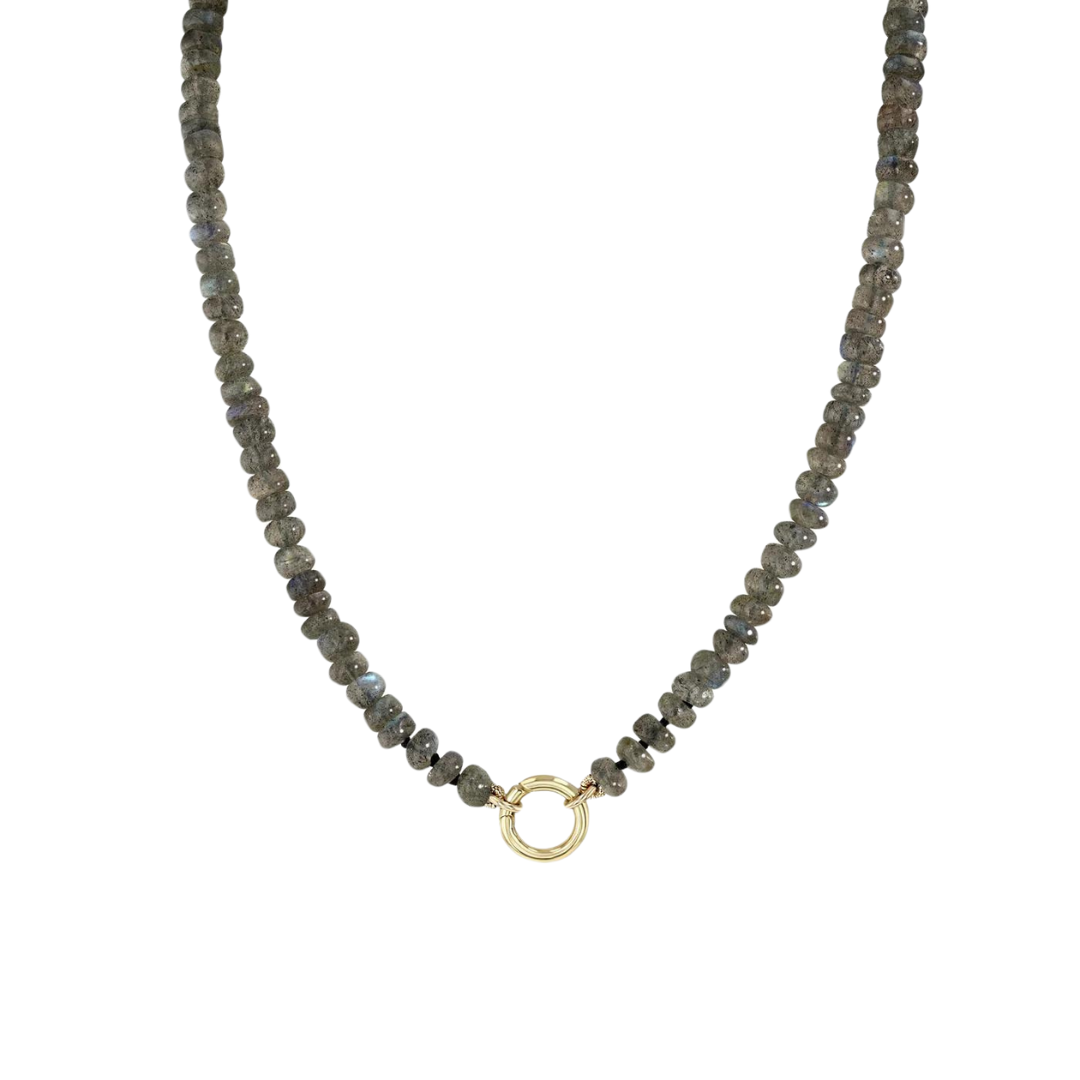 Labradorite Rondelle Bead Round Enhancer Necklace