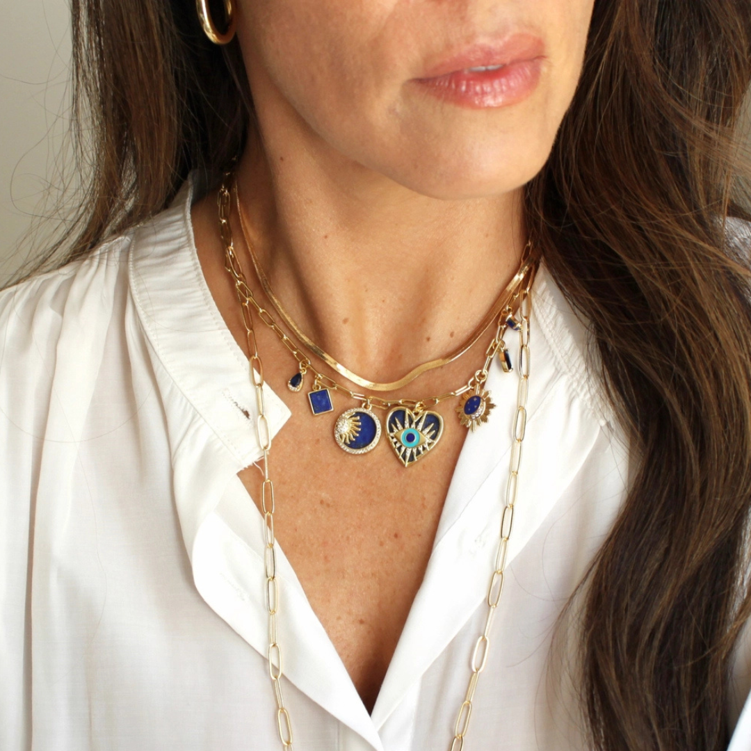 Lapis Multi Charm Necklace