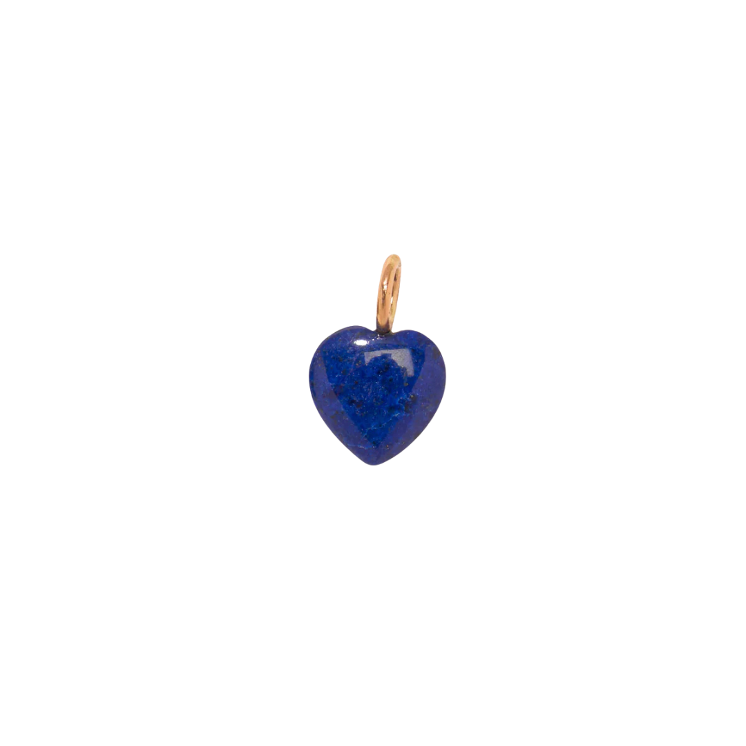 14k Gold Puffy Lapis Heart Charm