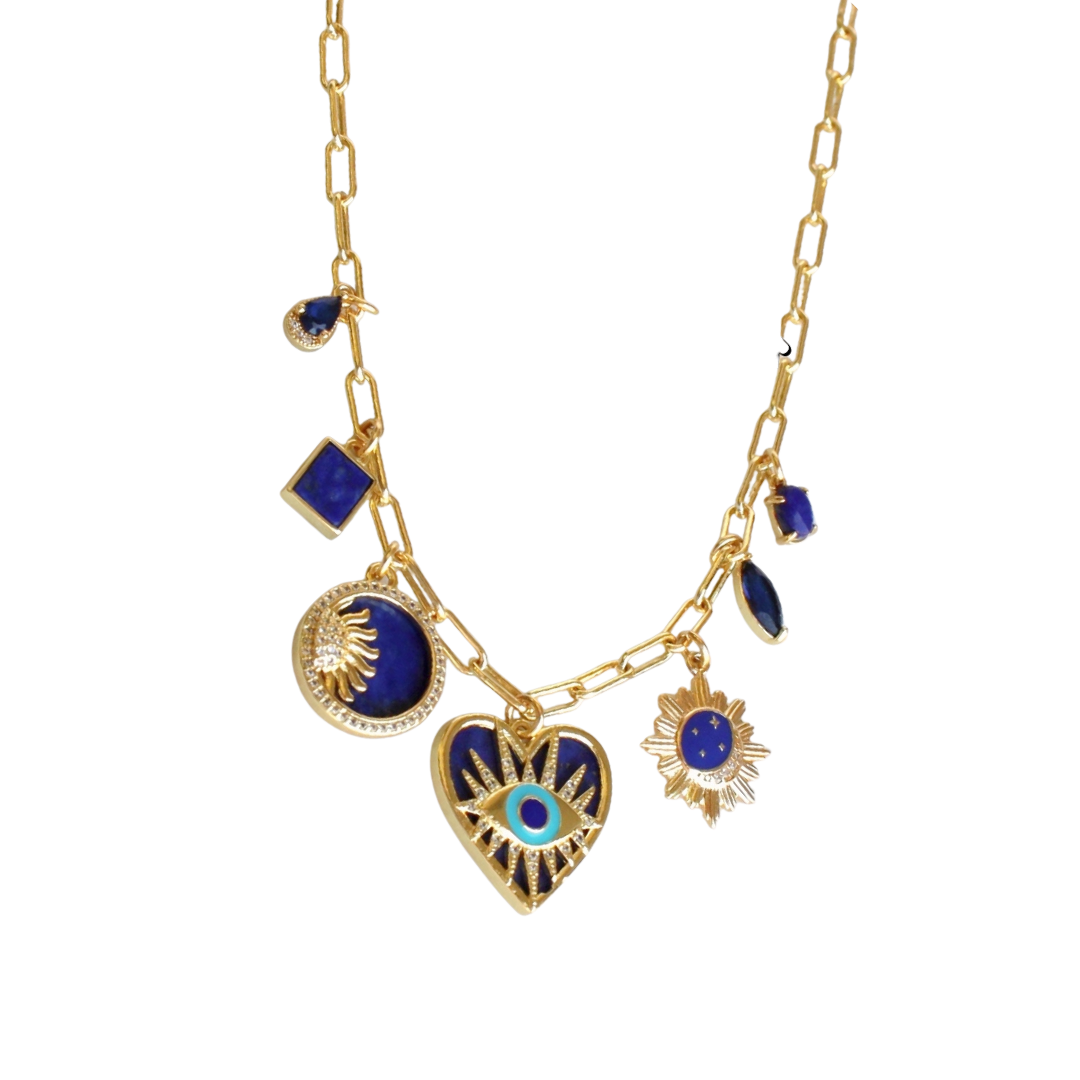 Lapis Multi Charm Necklace