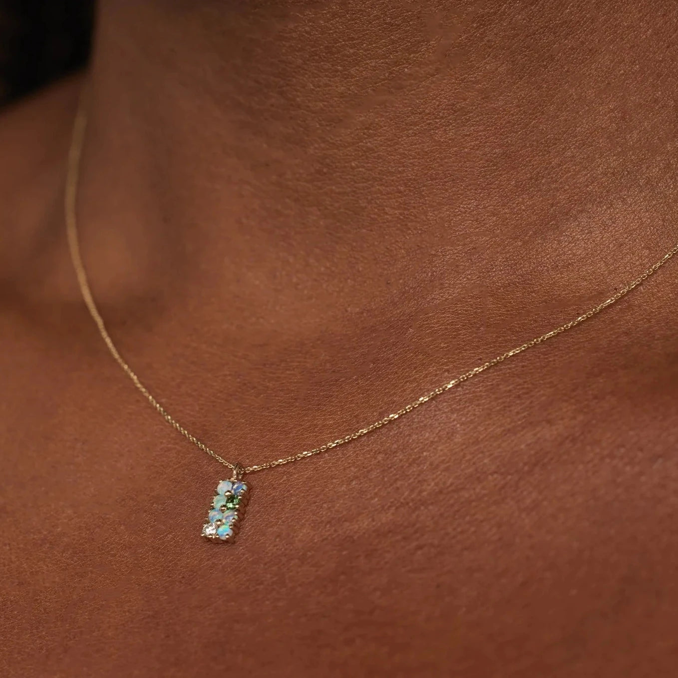 Opal, Diamond & Tourmaline Lattice Necklace