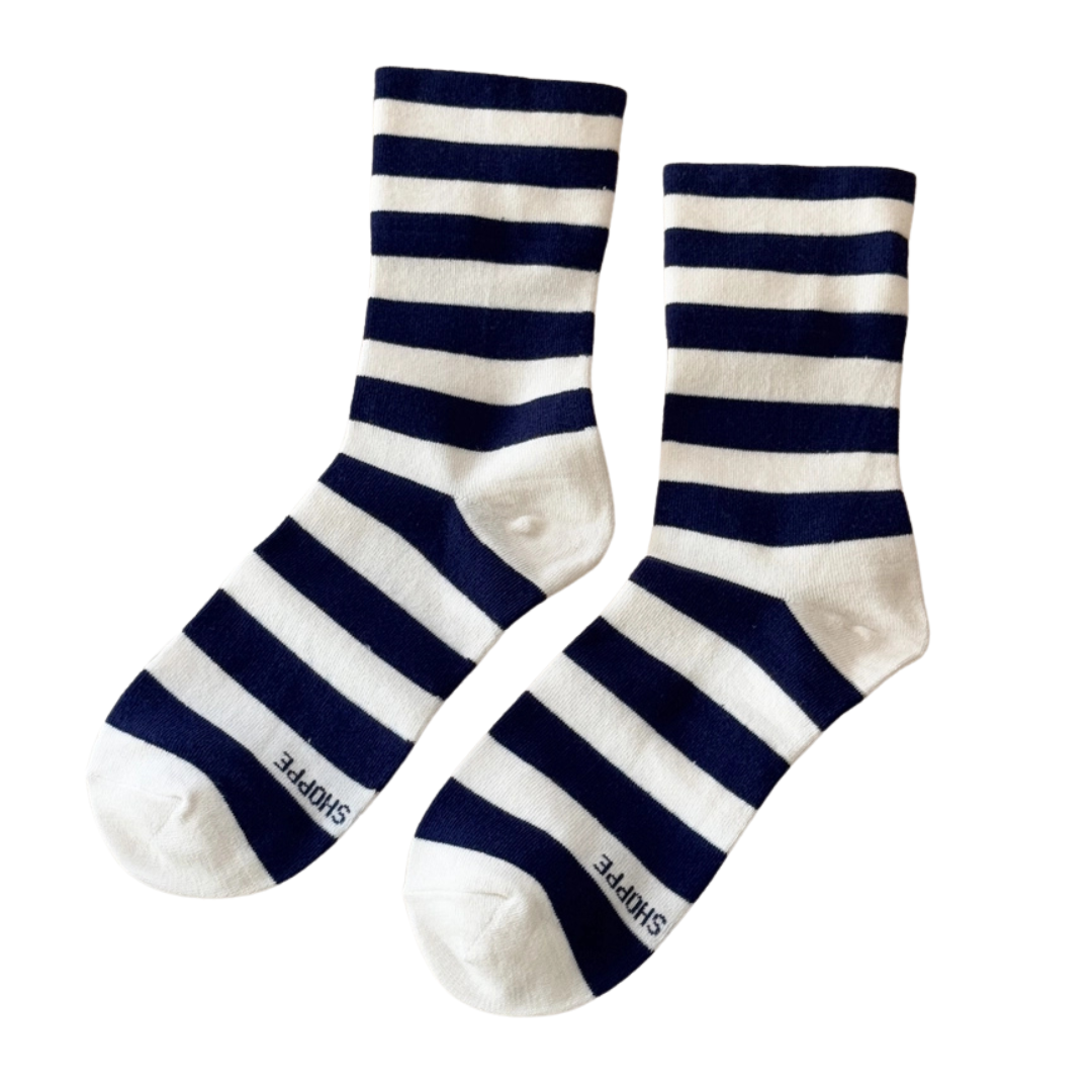 Le Bon Shoppe Wally Socks - Navy Stripe