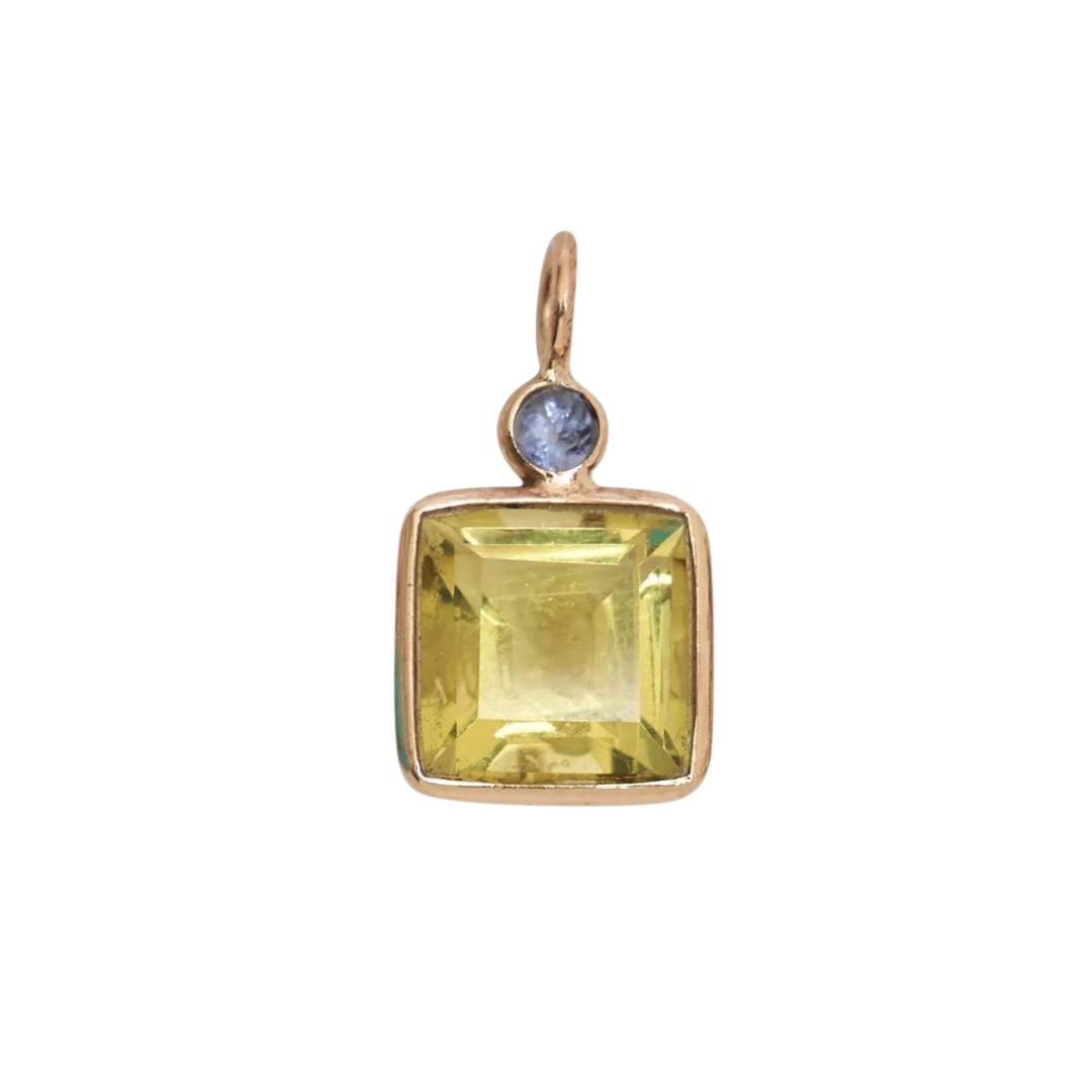 Square Charm - Tanzanite + Lemon Quartz