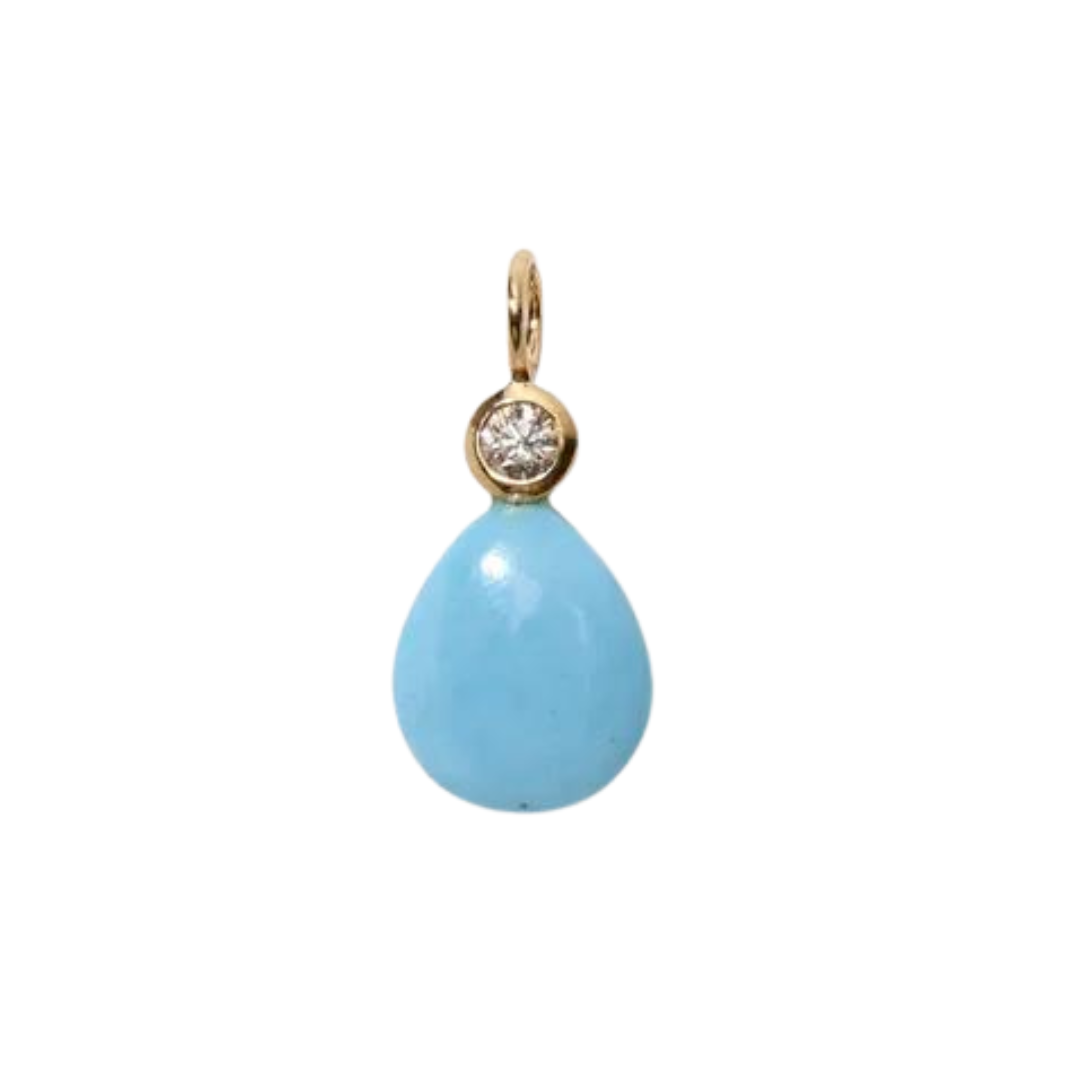 Diamond + Turquoise Drop Necklace Charm