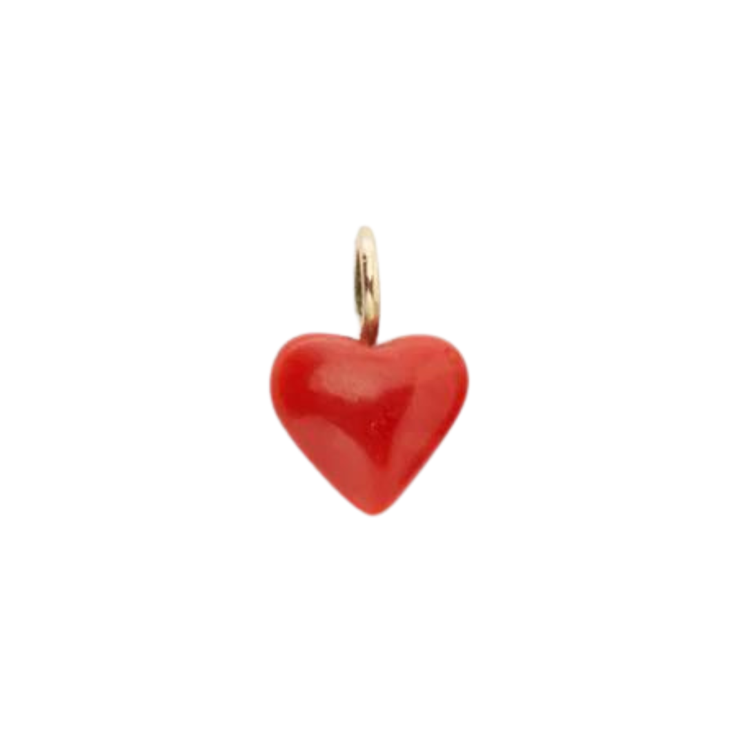 Puffy Coral Heart Necklace Charm