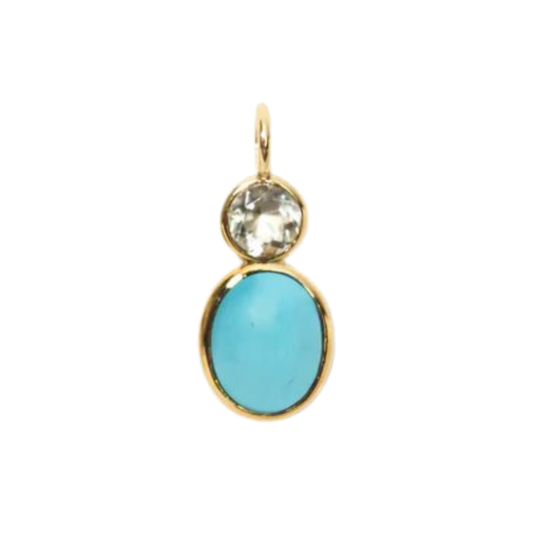 Oval Charm - Green Amethyst + Turquoise