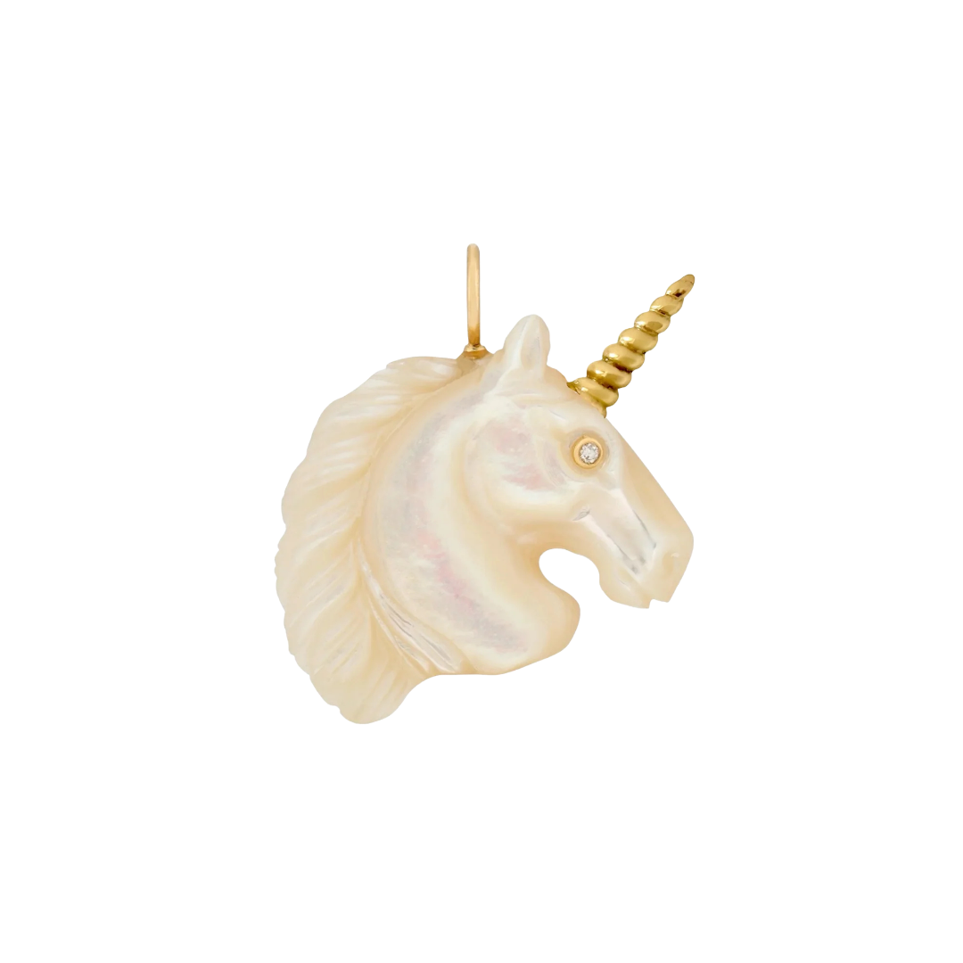 Mother of Pearl Unicorn With Gold Horn — Tarot & Talismans