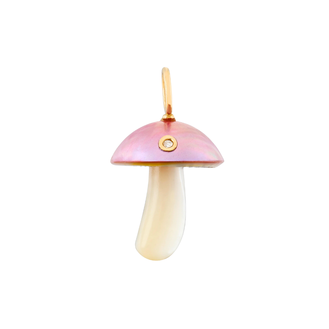 Pink Mabe Pearl Mushroom With Diamond — Maura Green Trunk Show