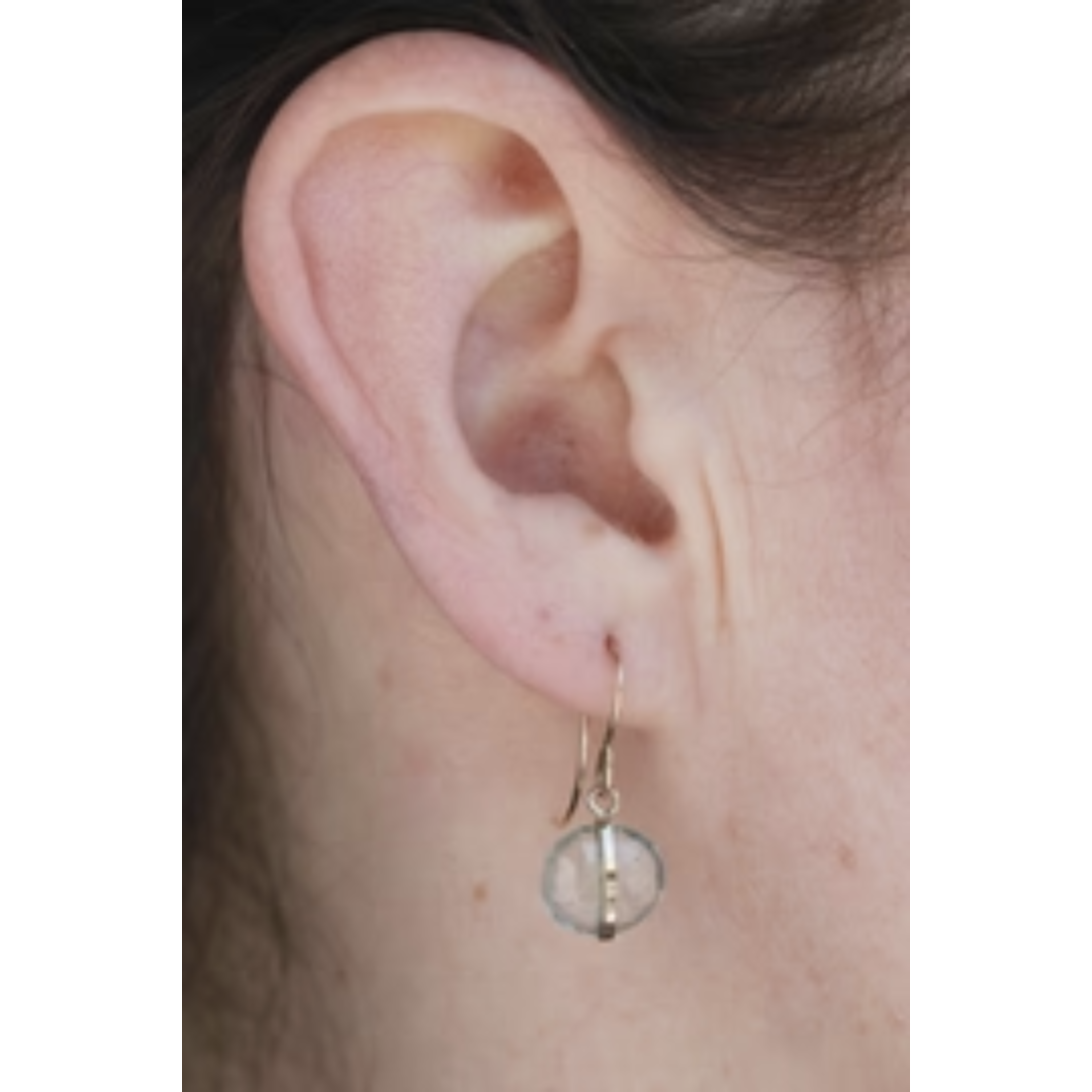 Bezel Wrapped Blue Topaz Drop Earrings