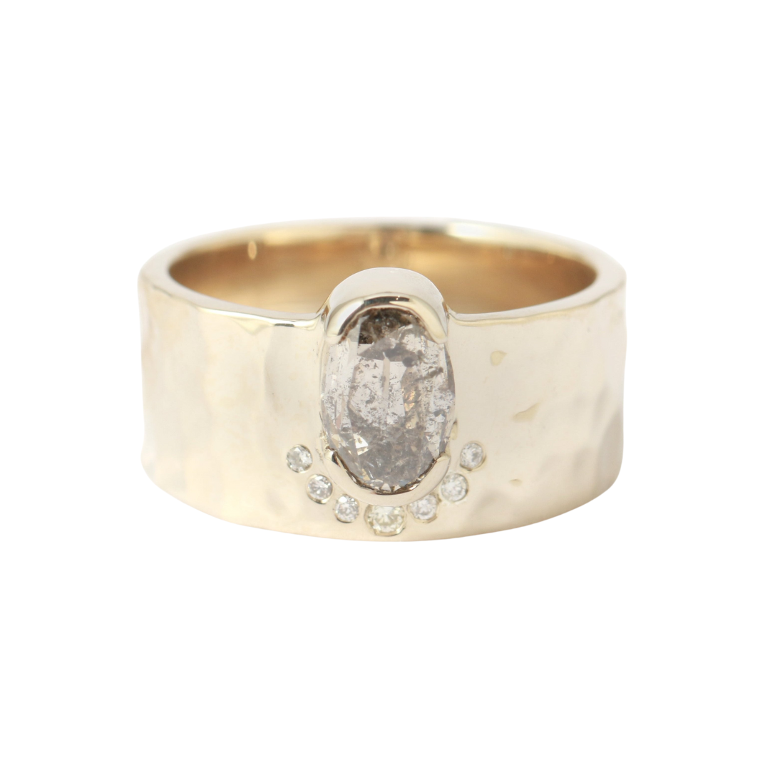 Half Halo Salt and Pepper Diamond Cigar Band — Commitment, Curated