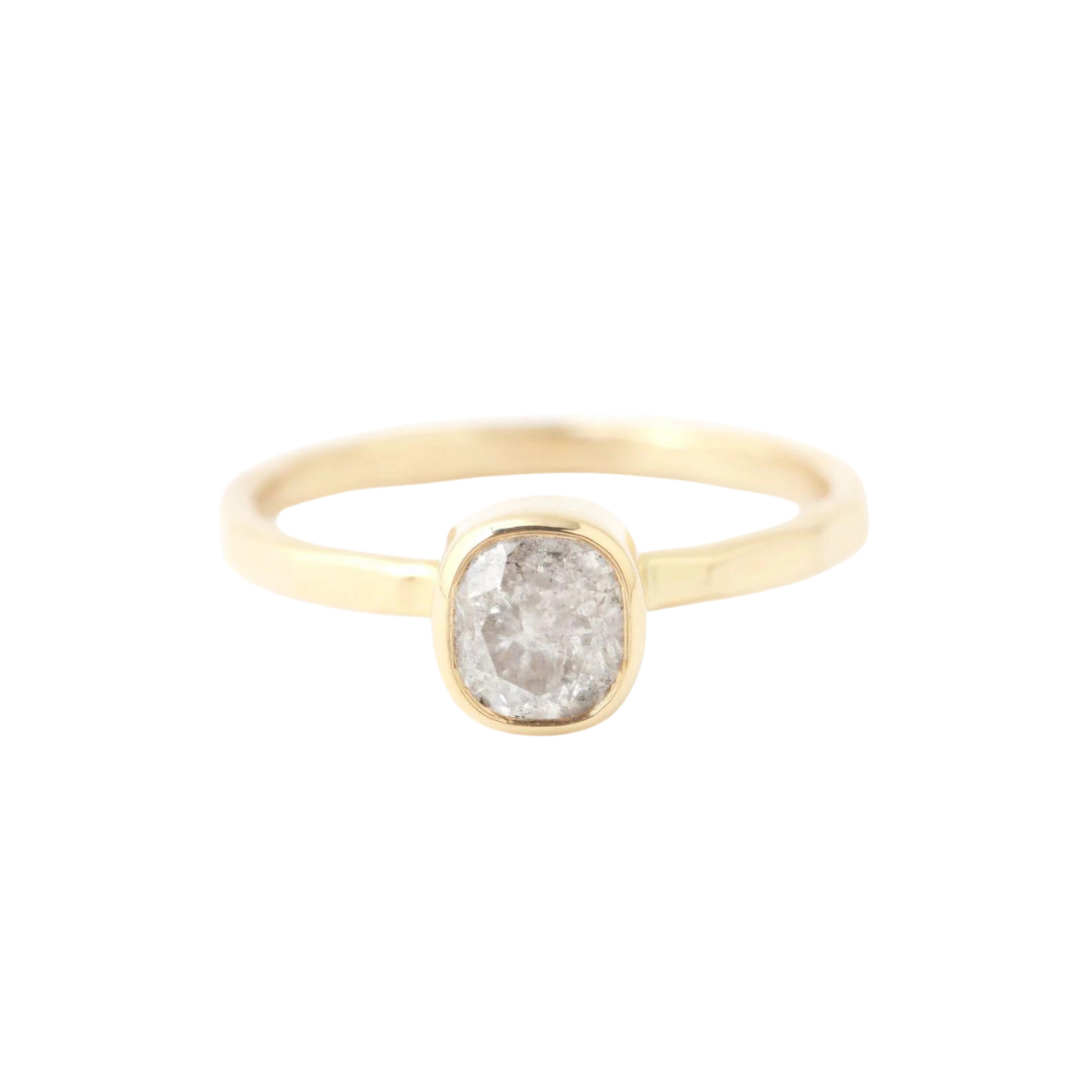Salt and Pepper Oval Diamond Ring — Commitment, Curated