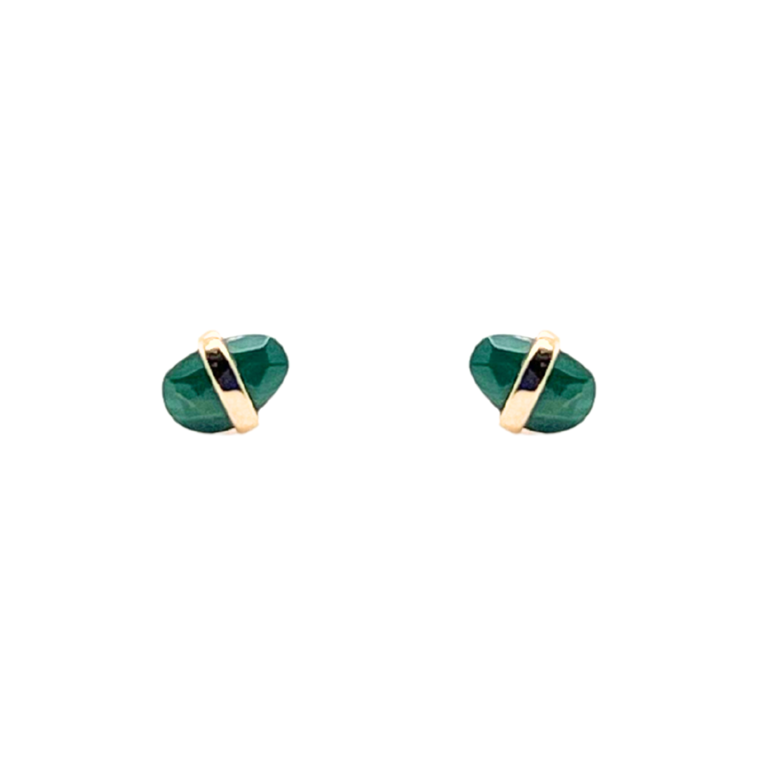 Bezel Wrapped Malachite Freeform Stud Earrings