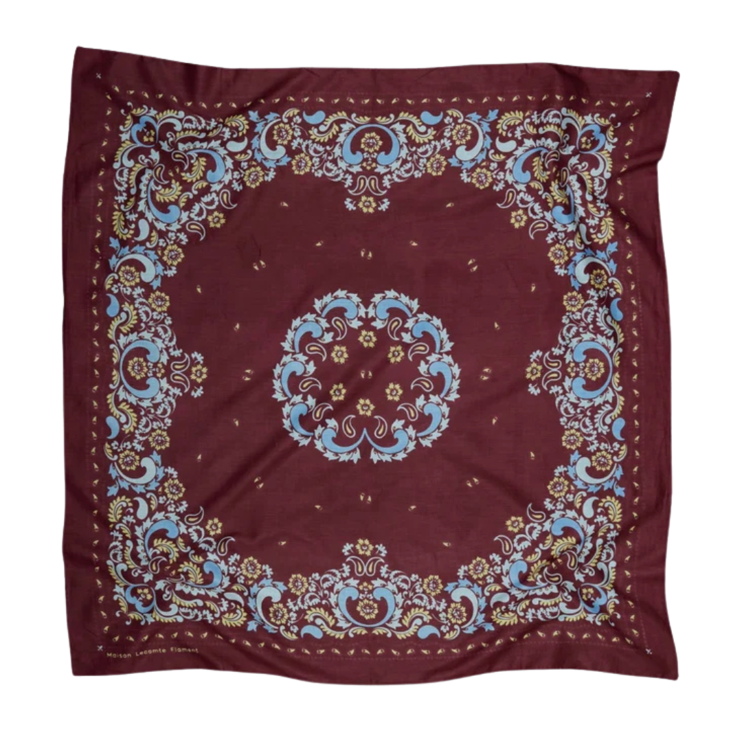Burgundy Flowers Bandana Scarf