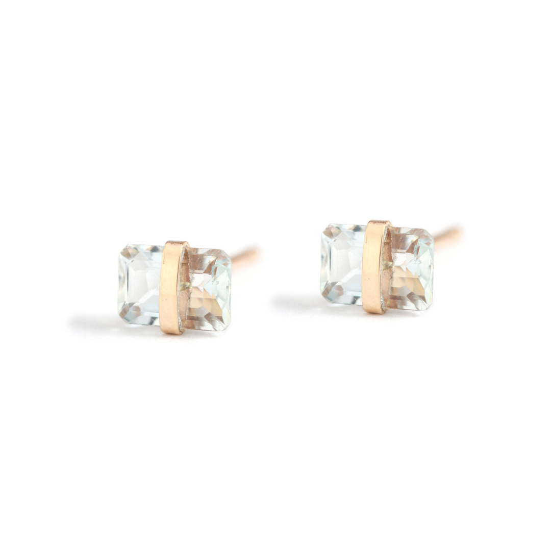 Bezel Wrapped Aquamarine Studs - Melissa Joy Manning Residency