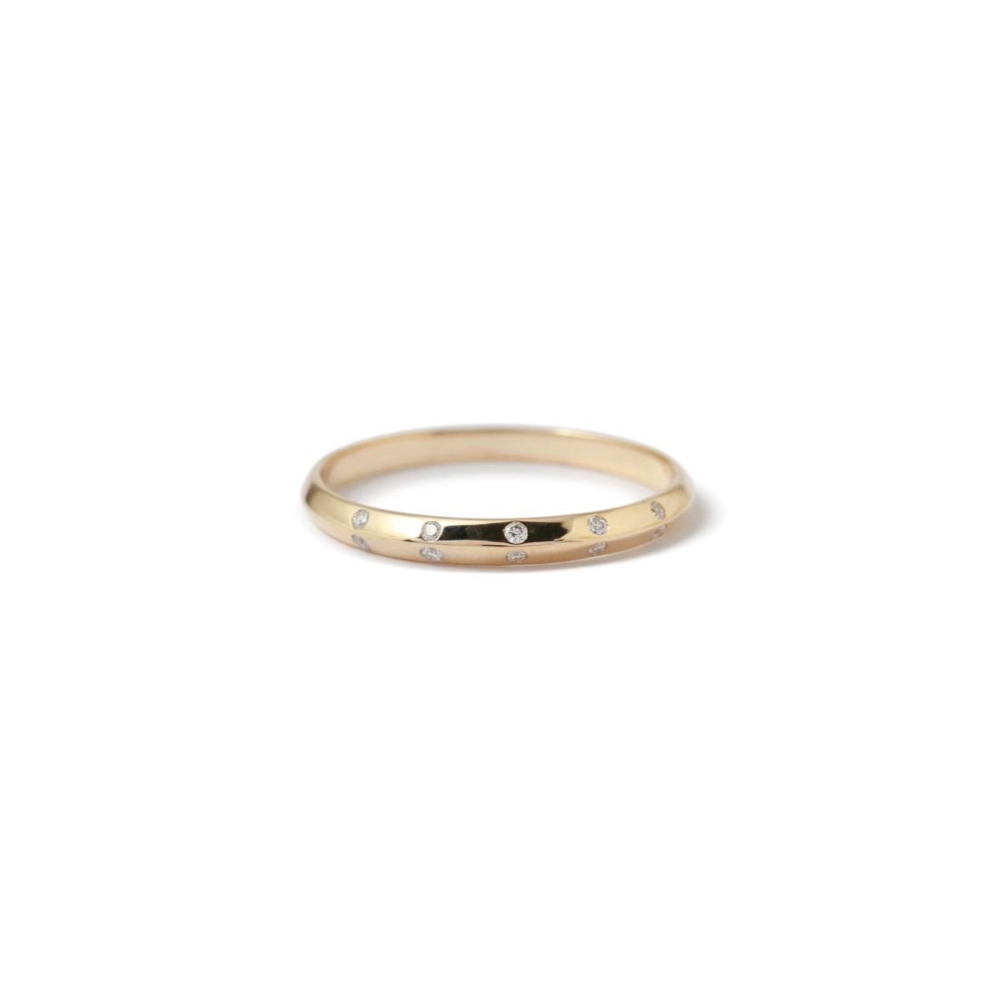 White Diamond Double Side Flush Set Stacking Ring - Melissa Joy Manning Residency