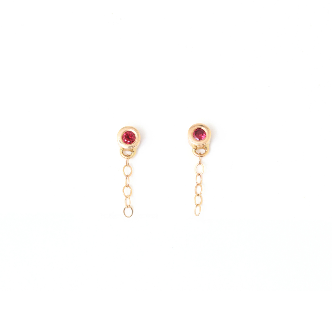 Ruby Stud Earrings with Chain Wrap - Melissa Joy Manning Residency