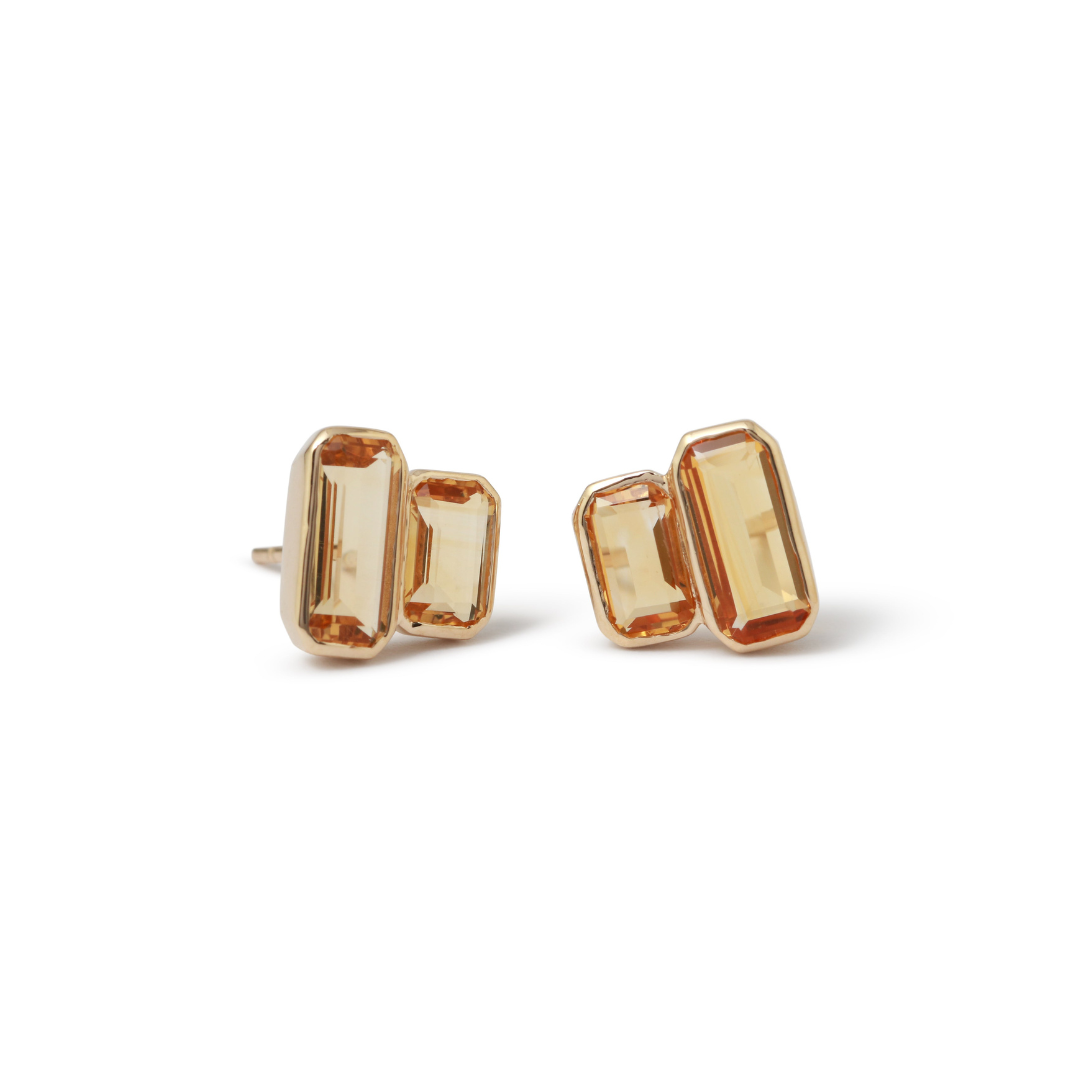 Cityscape Citrine Stud Earrings - Melissa Joy Manning Residency