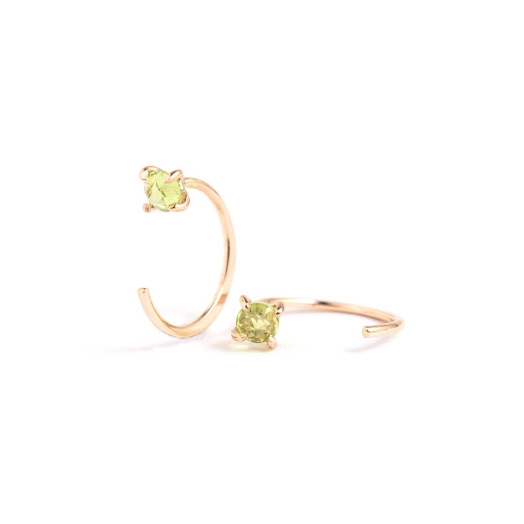 Prong Set Peridot Huggie Earrings - Melissa Joy Manning Residency