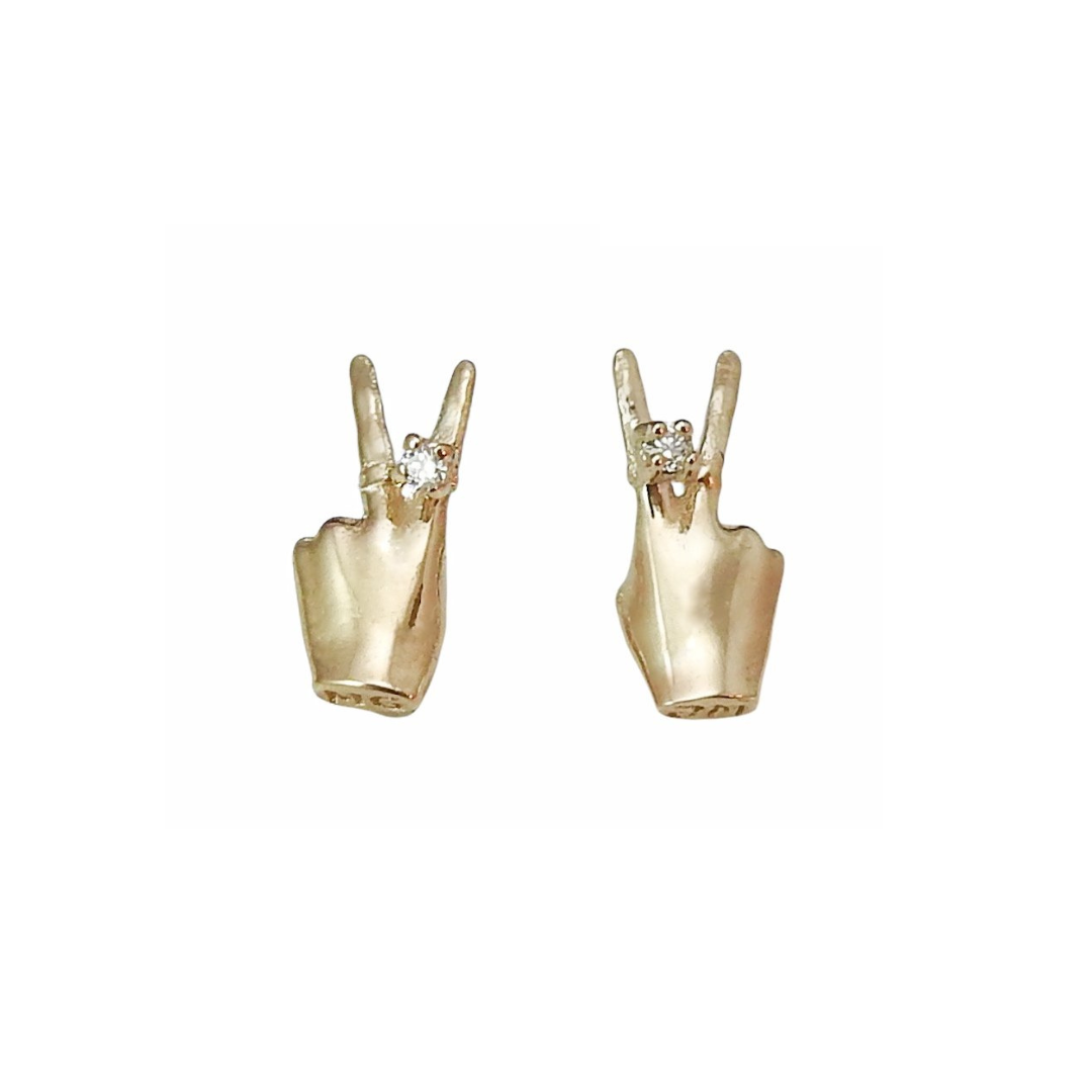 Peace Sign LadyFinger Studs