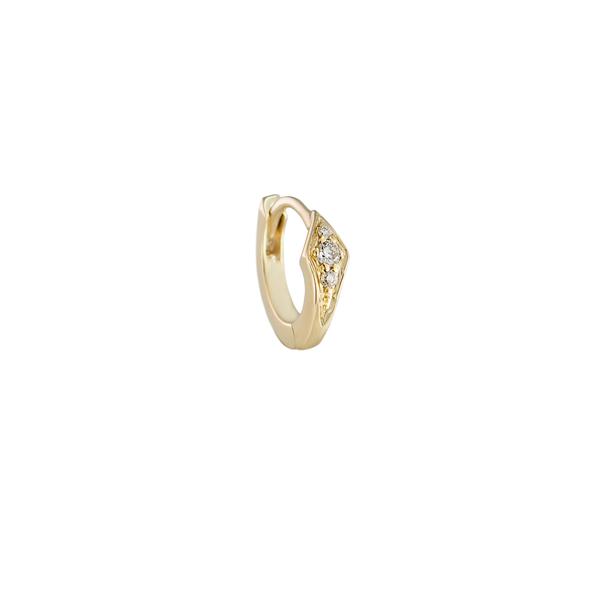 Petite Point Gemstone Huggie - White Diamond