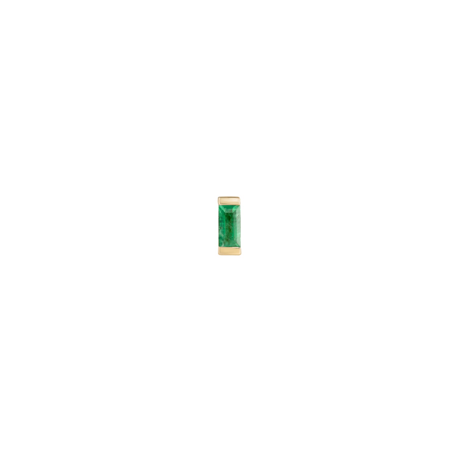 Mini Claw Set Baguette Gemstone Studs - Emerald